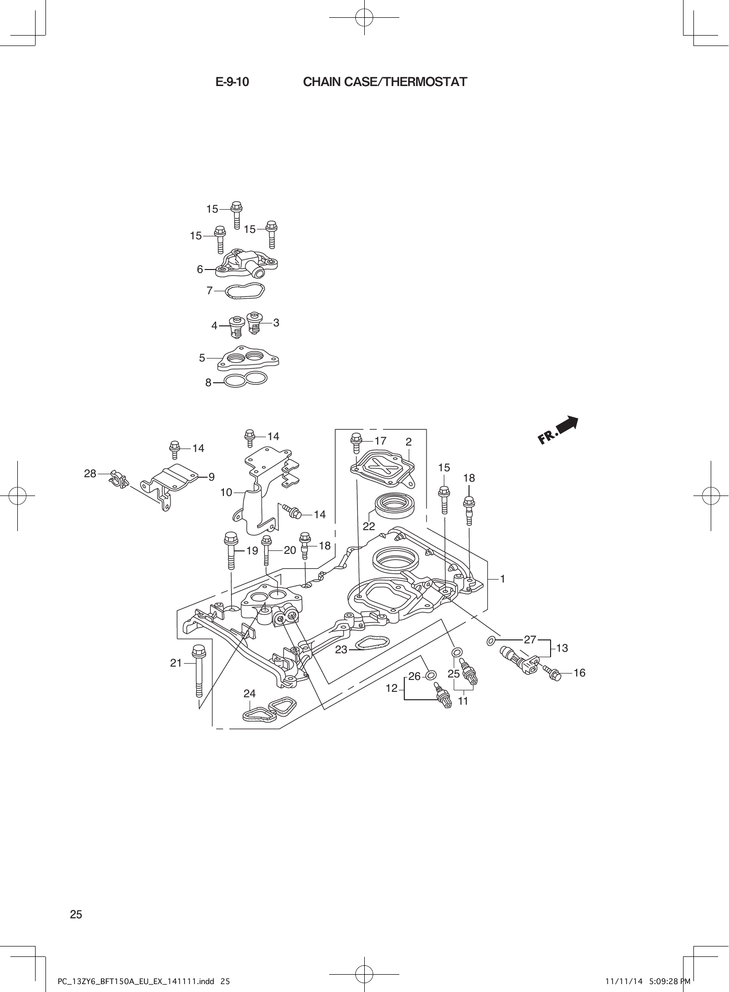 Tohatsu BFT150A CHAIN CASE/THERMOSTAT parts diagram