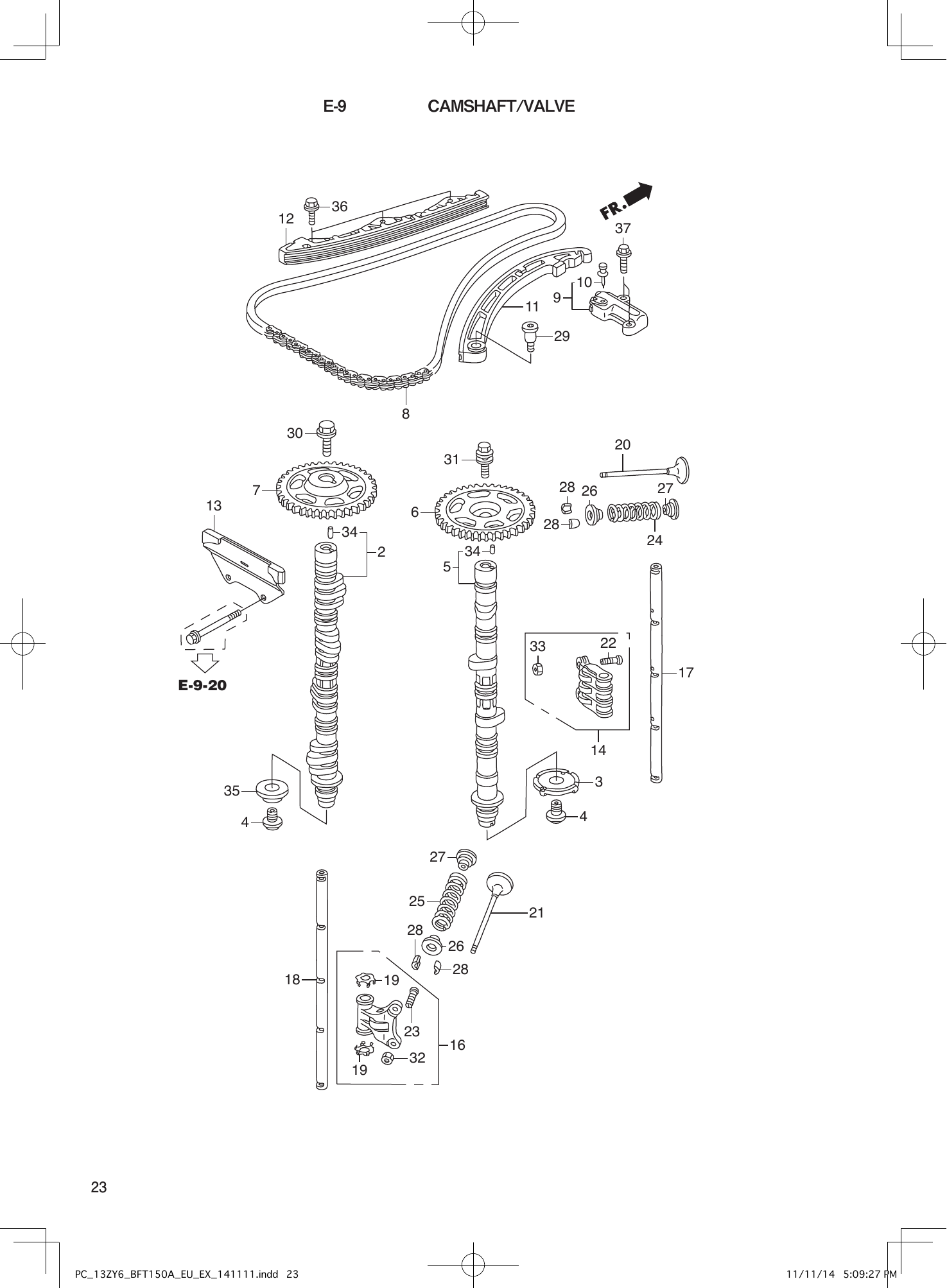 Tohatsu BFT150A CAMSHAFT/VALVE parts diagram