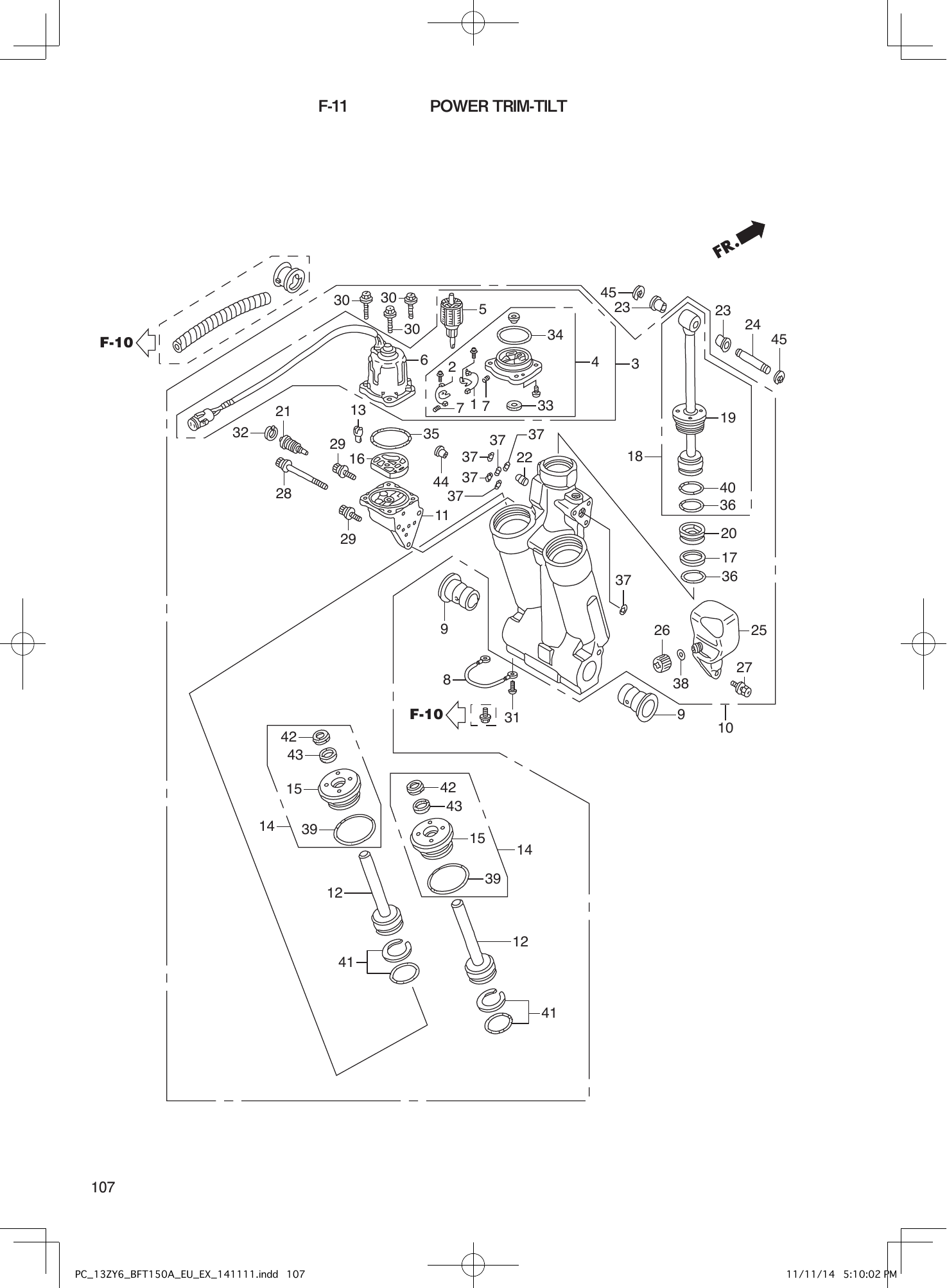 Tohatsu BFT150A POWER TRIM-TILT parts diagram