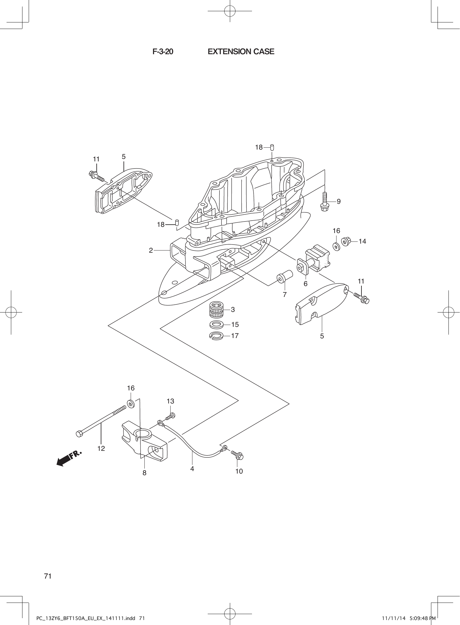 Tohatsu BFT150A EXTENSION CASE parts diagram