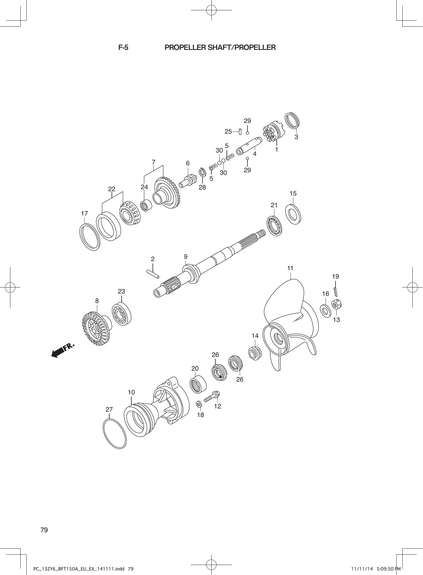 Tohatsu BFT150A PROPELLER SHAFT/PROPELLER parts diagram