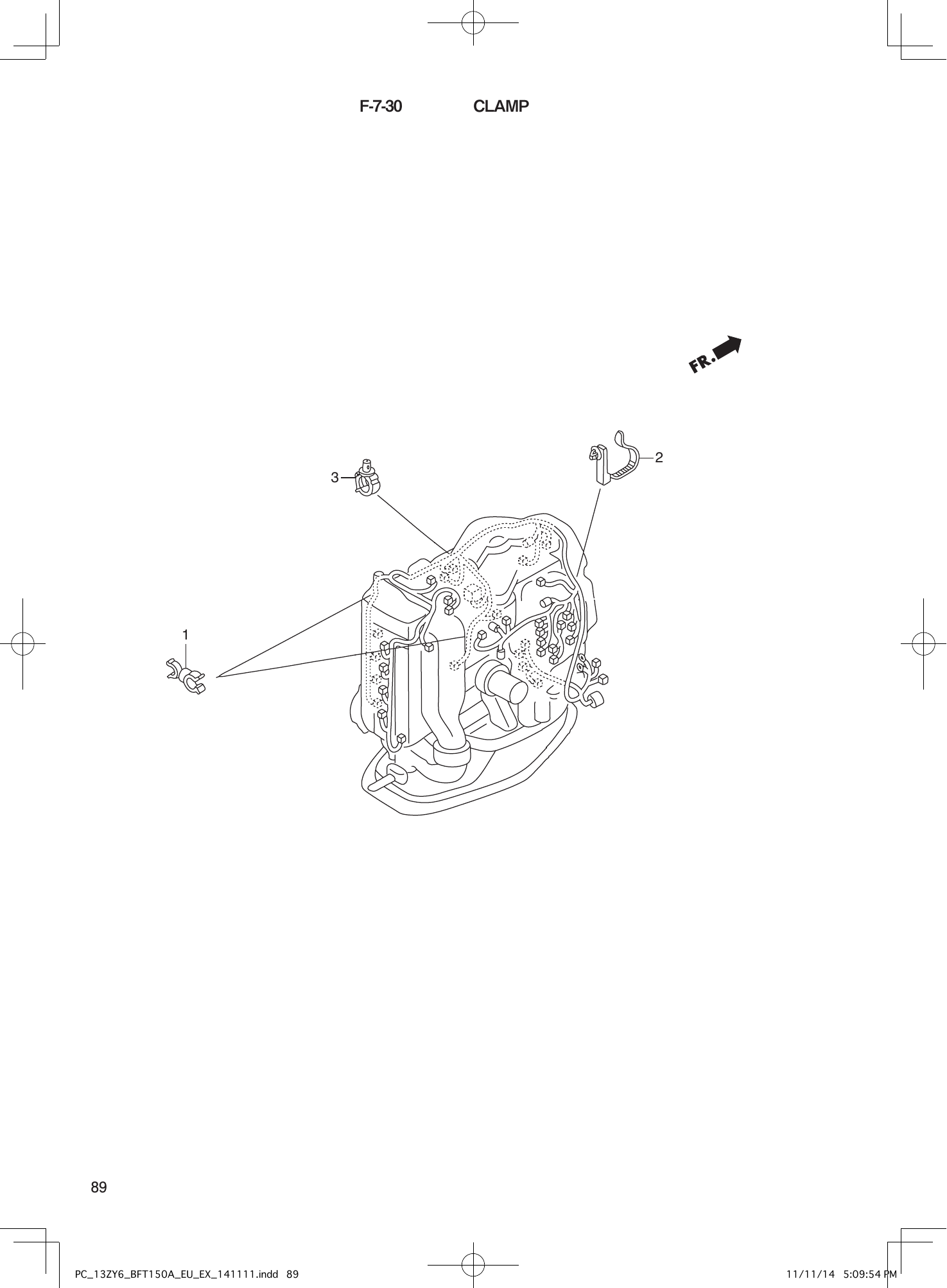 Tohatsu BFT150A CLAMP parts diagram