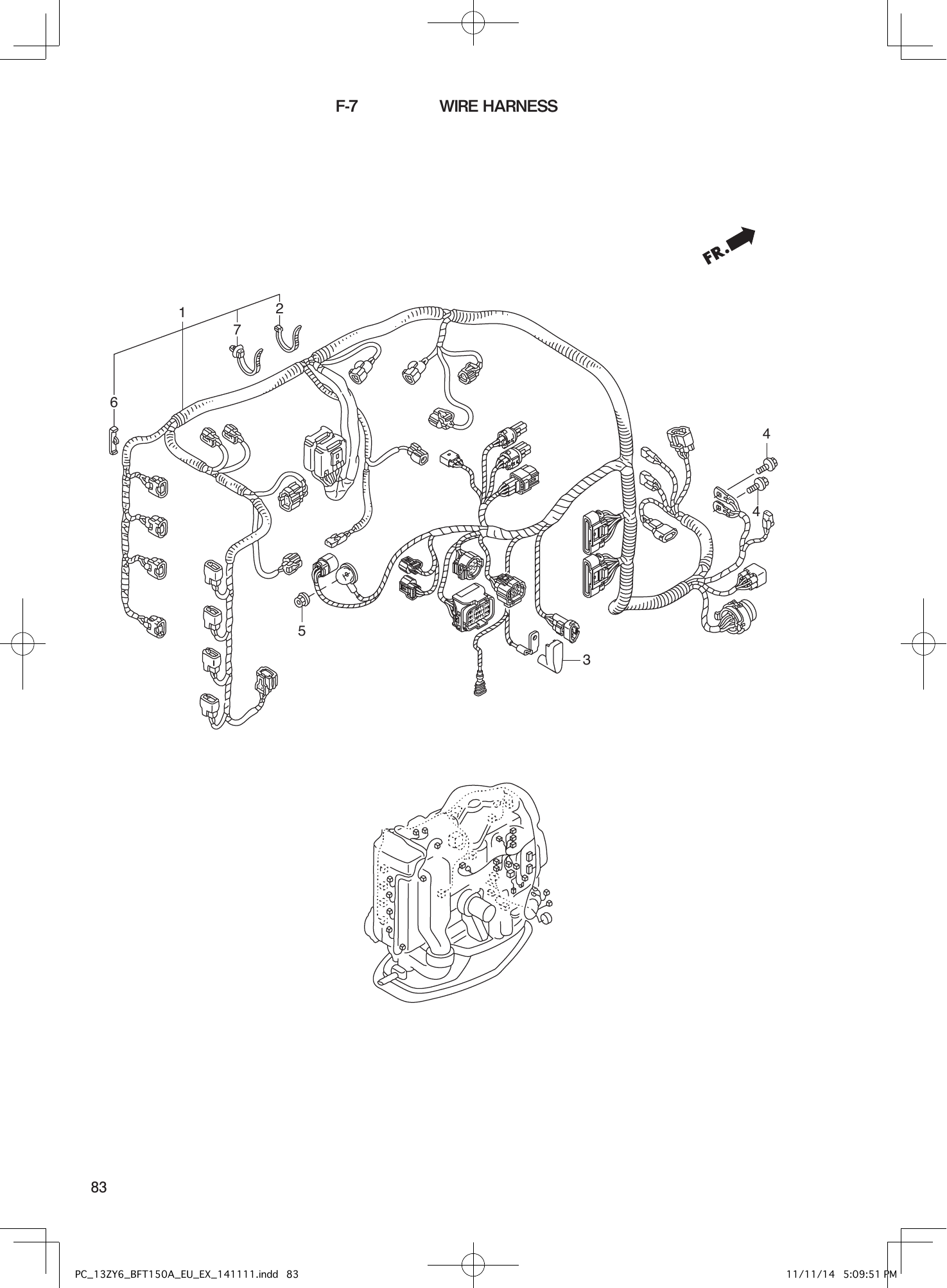 Tohatsu BFT150A WIRE HARNESS parts diagram