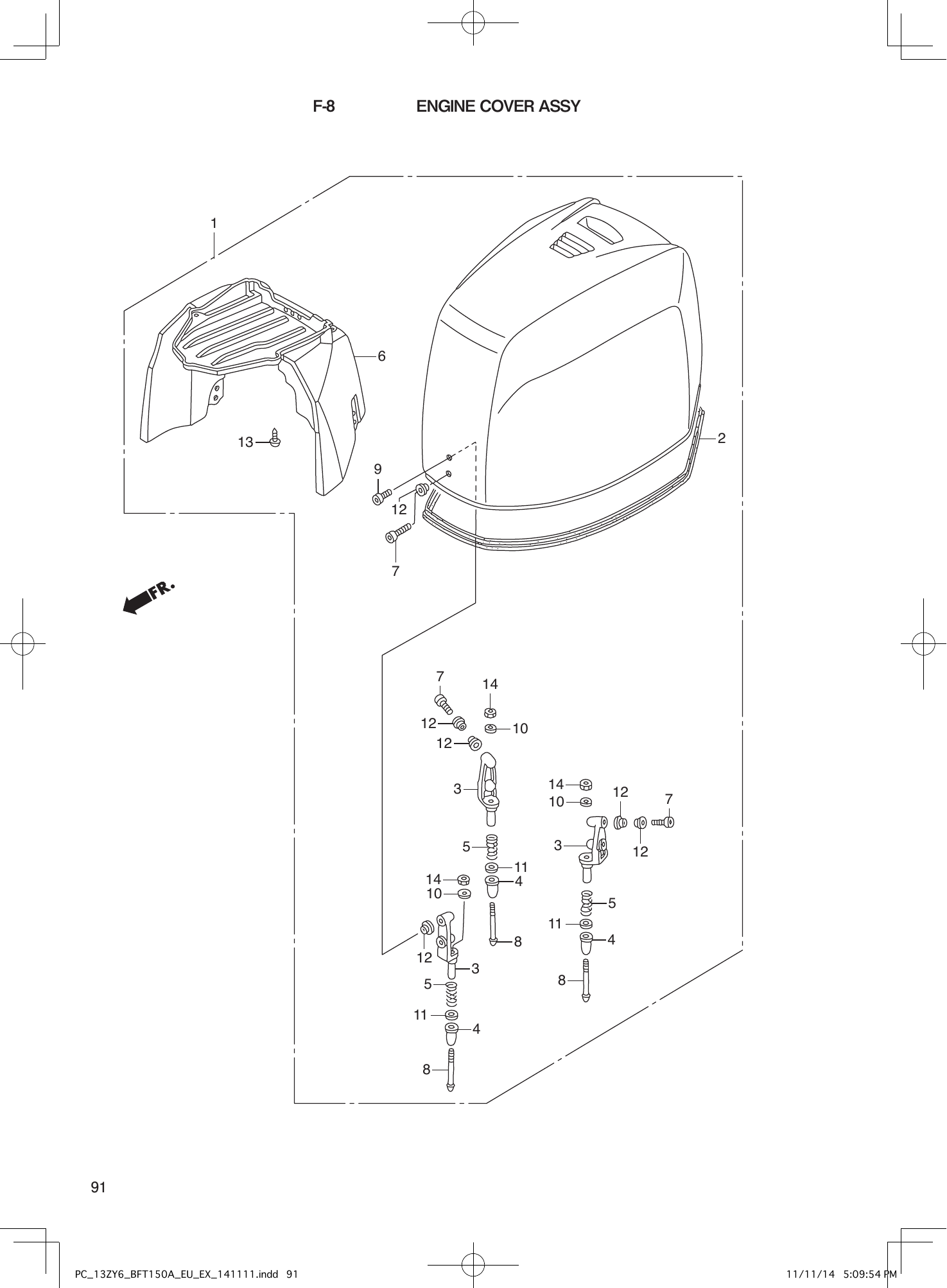 Tohatsu BFT150A ENGINE COVER ASSY parts diagram