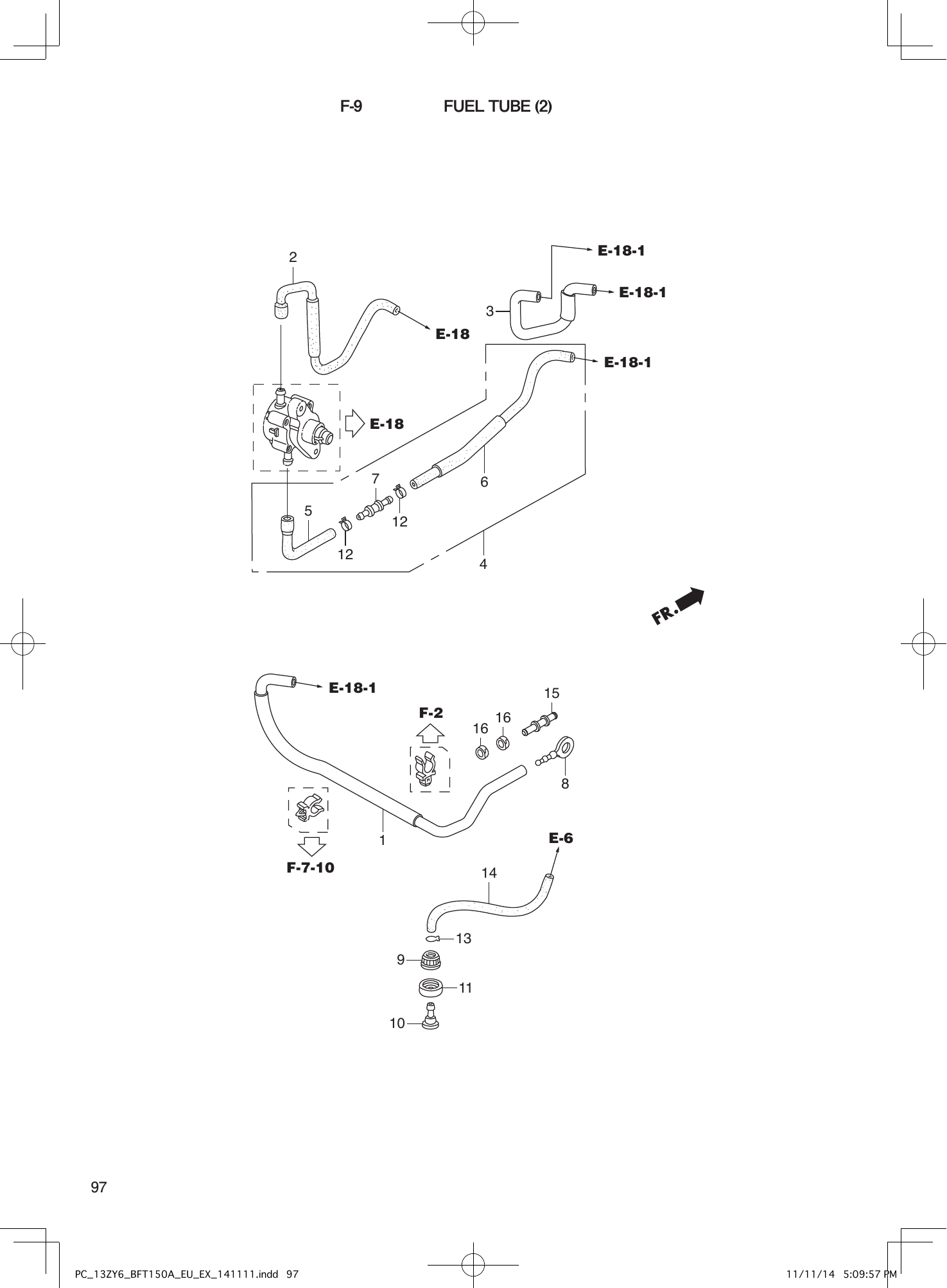 Tohatsu BFT150A FUEL TUBE (2) parts diagram