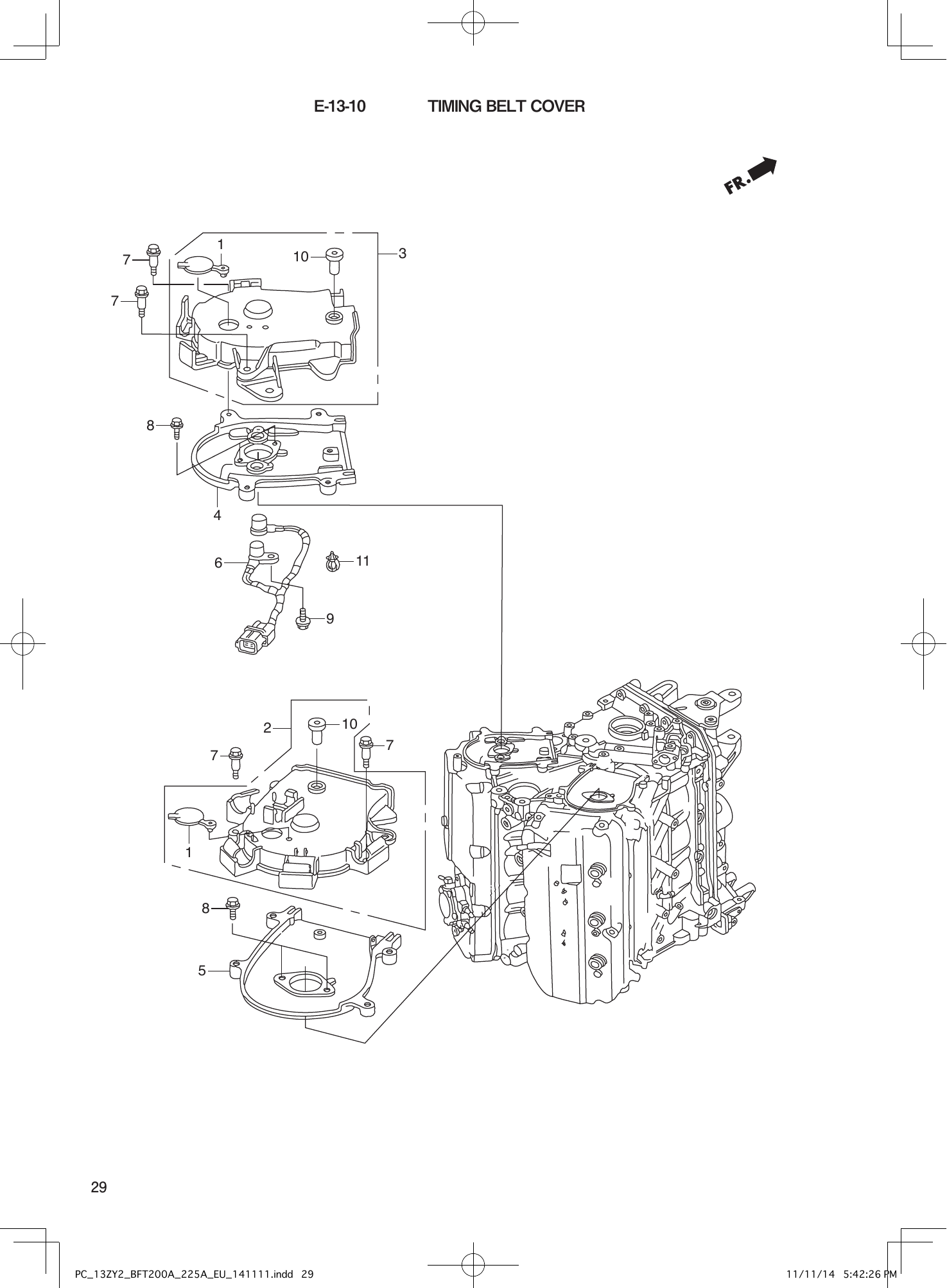 Tohatsu BFT200-225A TIMING BELT COVER parts diagram