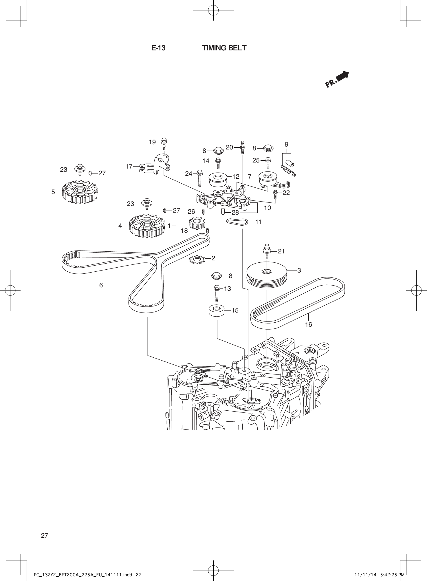 Tohatsu BFT200-225A TIMING BELT parts diagram