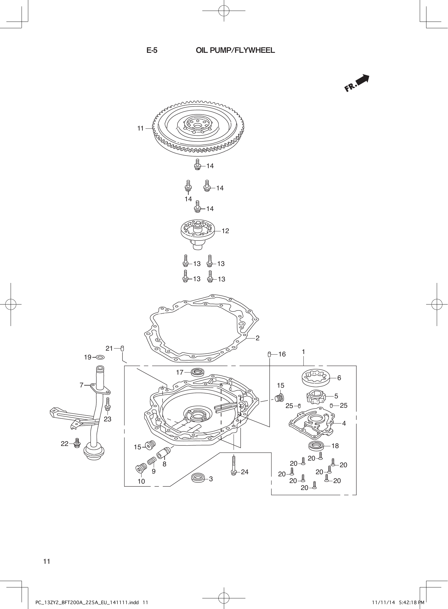 Tohatsu BFT200-225A OIL PUMP/FLYWHEEL parts diagram