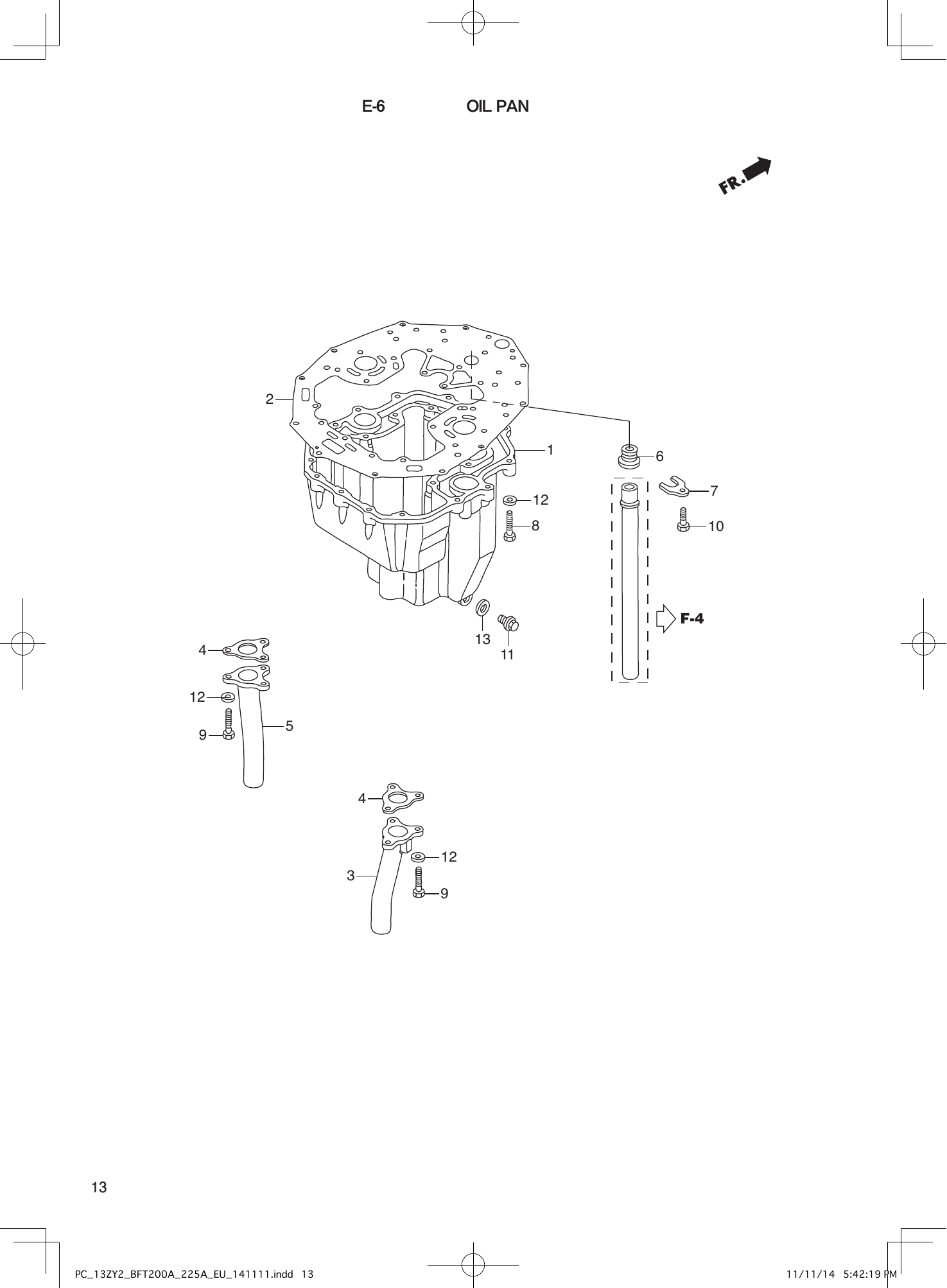 Tohatsu BFT200-225A OIL PAN parts diagram