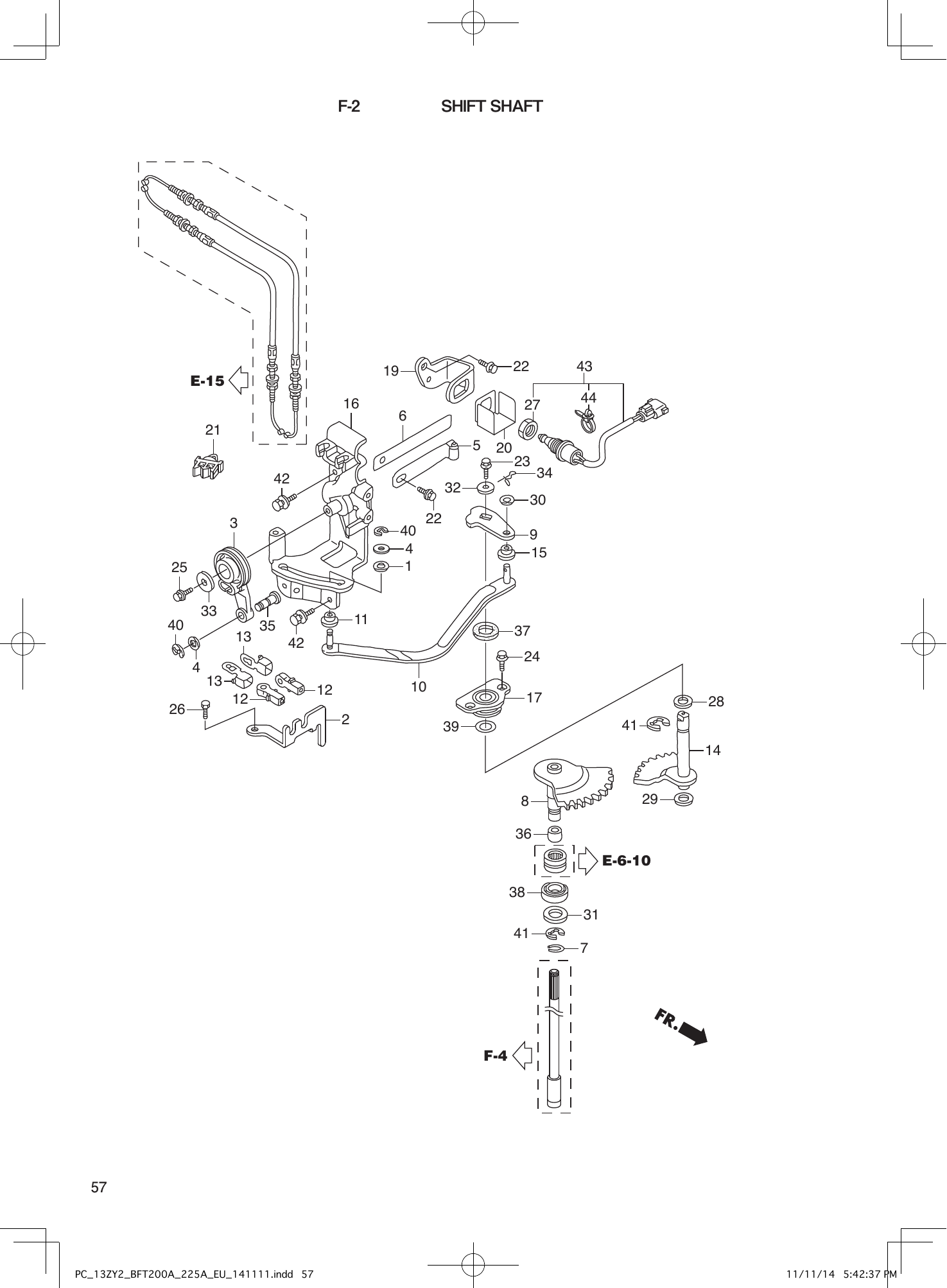 Tohatsu BFT200-225A SHIFT SHAFT parts diagram