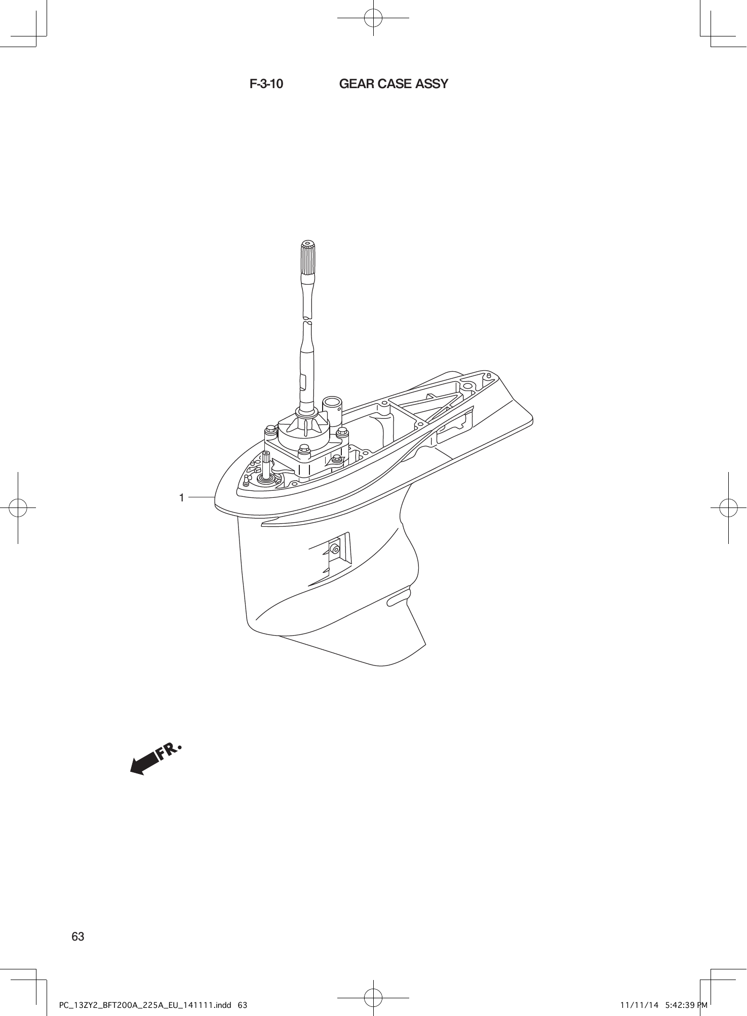 Tohatsu BFT200-225A GEAR CASE ASSY parts diagram