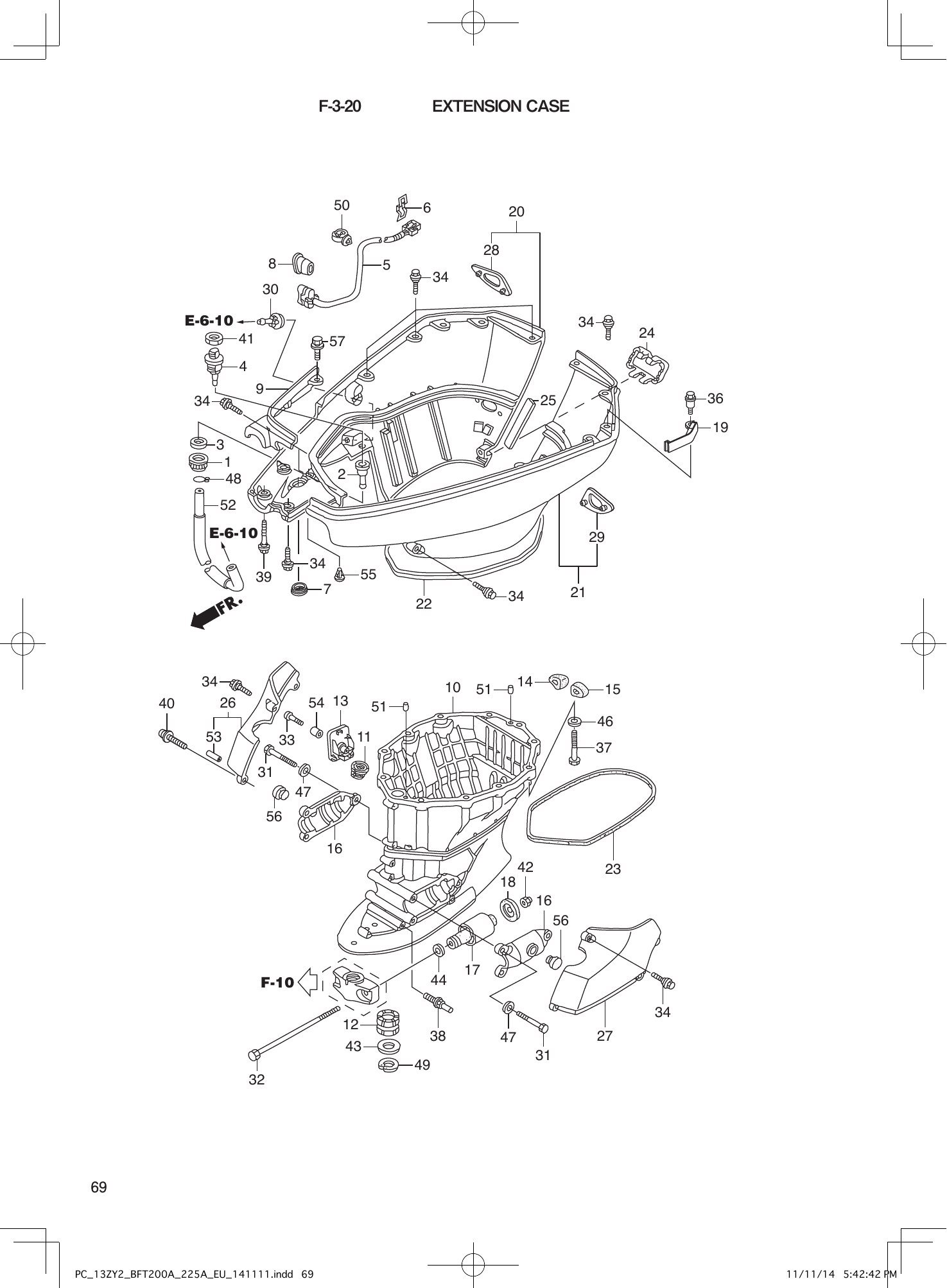 Tohatsu BFT200-225A EXTENSION CASE parts diagram