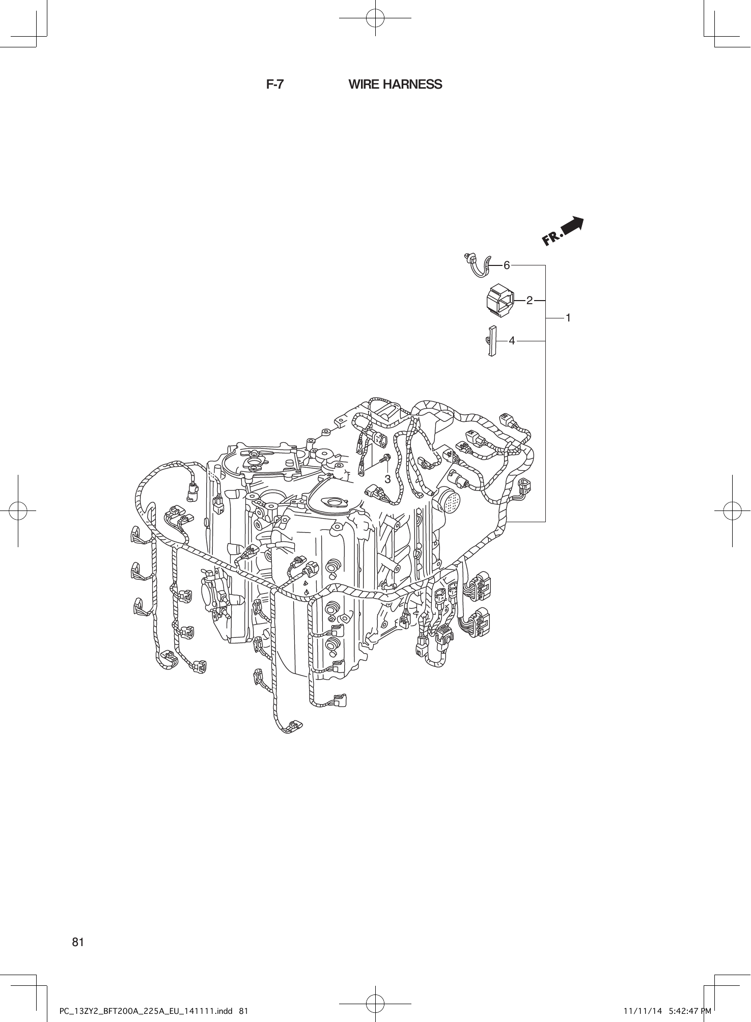 Tohatsu BFT200-225A WIRE HARNESS parts diagram