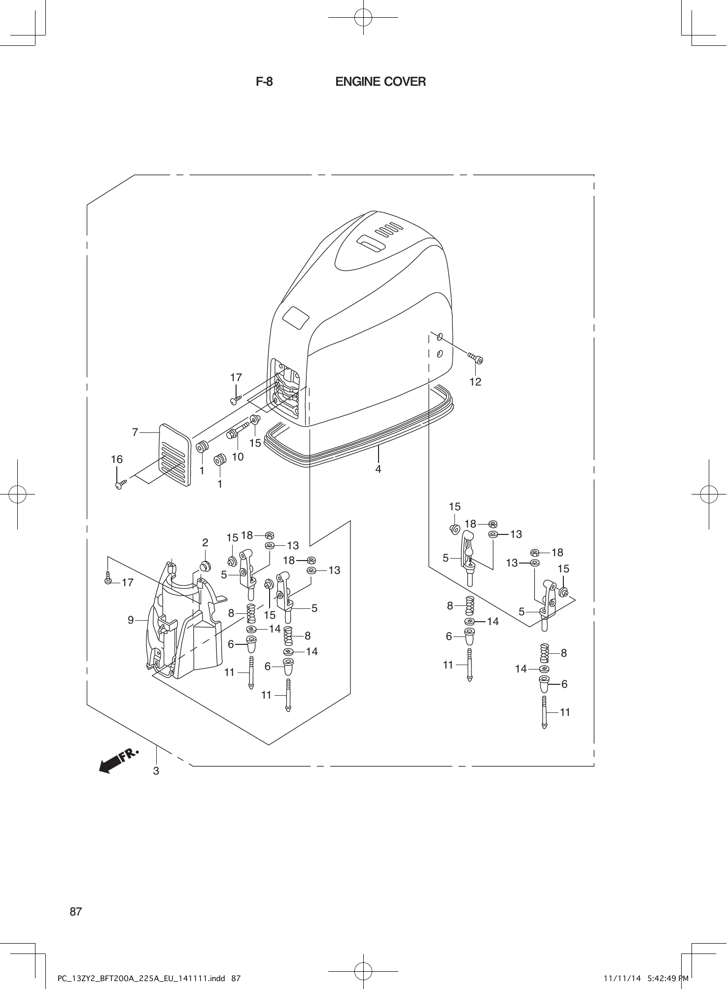 Tohatsu BFT200-225A ENGINE COVER parts diagram