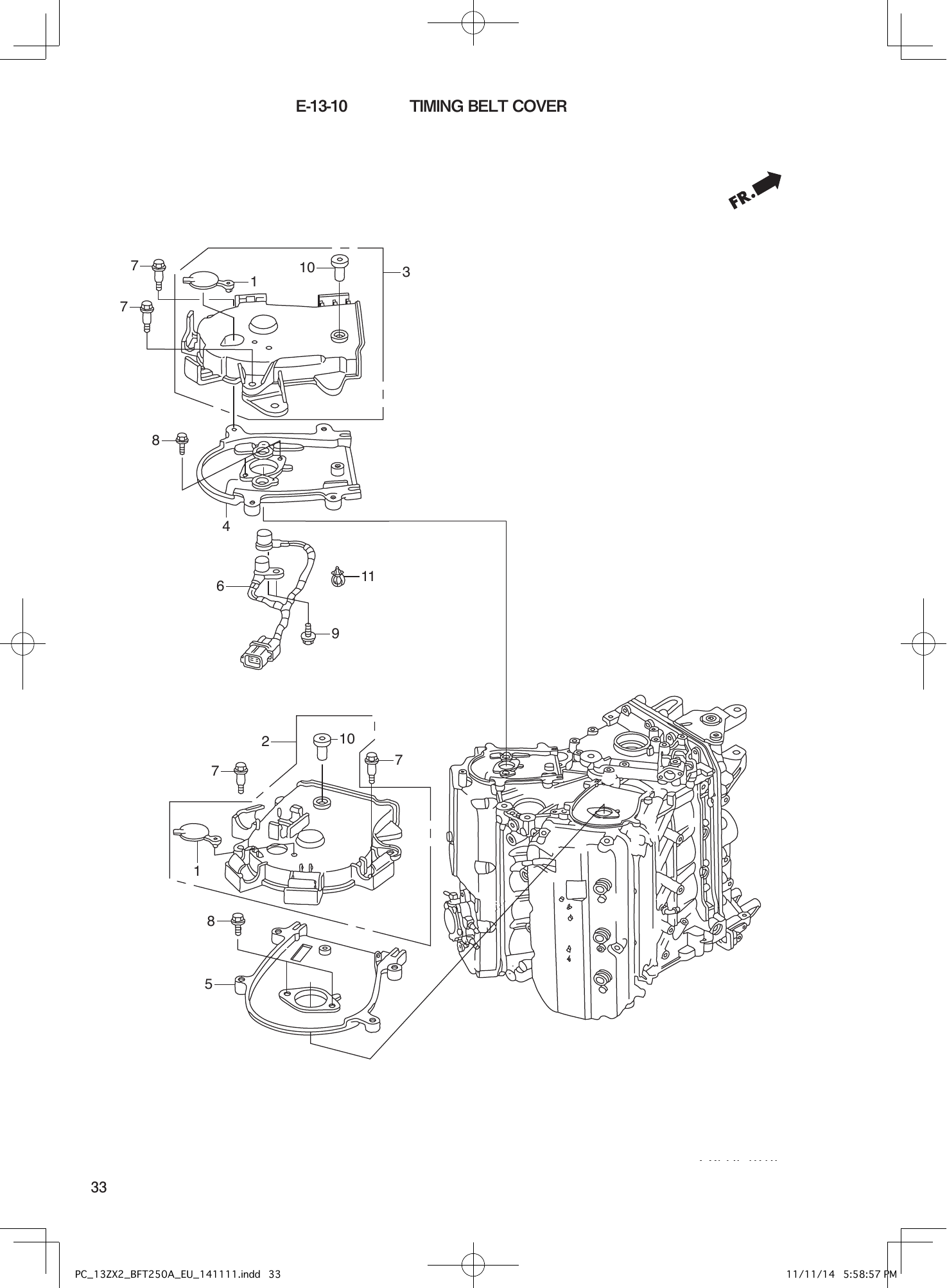 Tohatsu BFT250A TIMING BELT COVER parts diagram