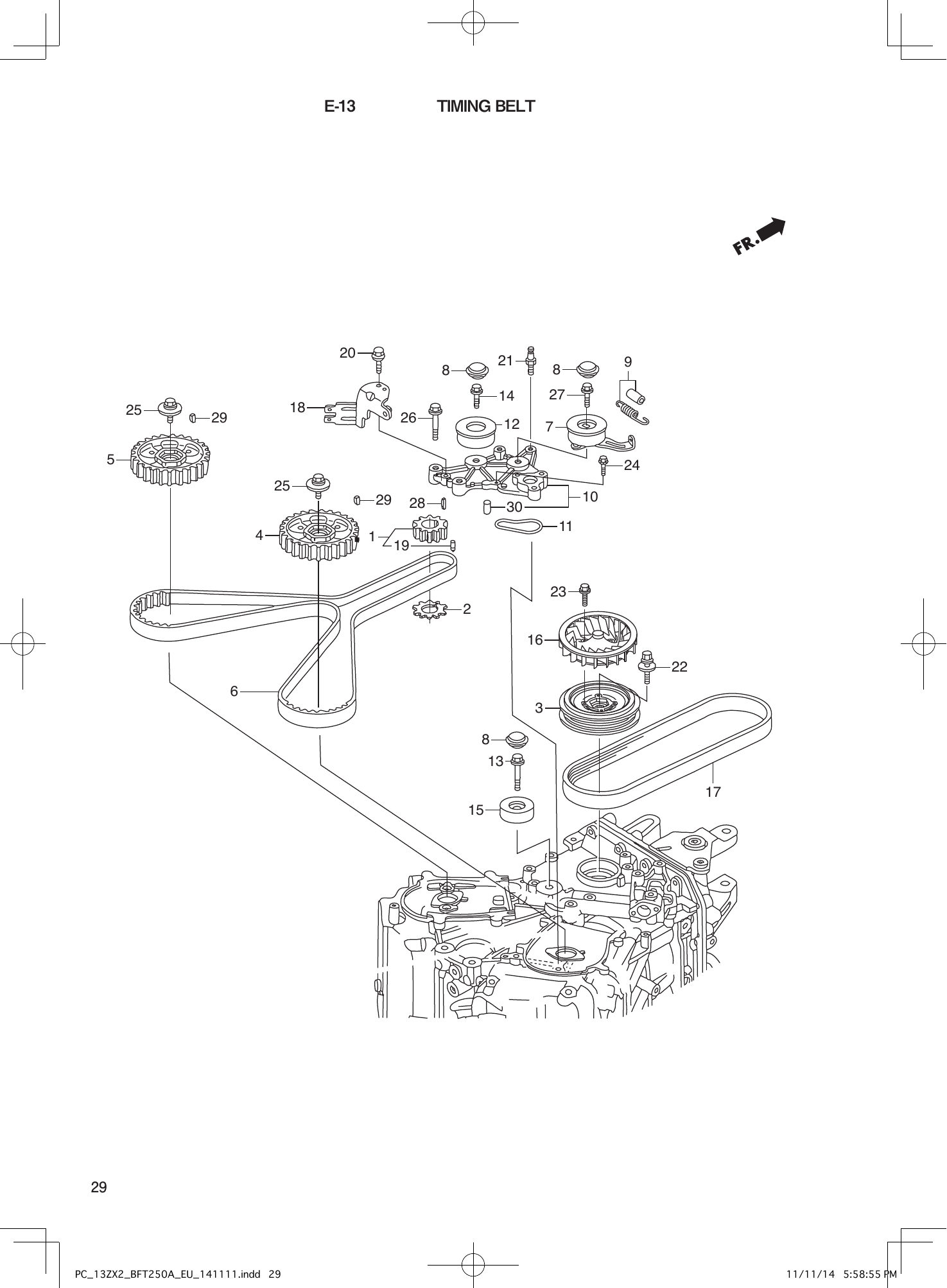 Tohatsu BFT250A TIMING BELT parts diagram