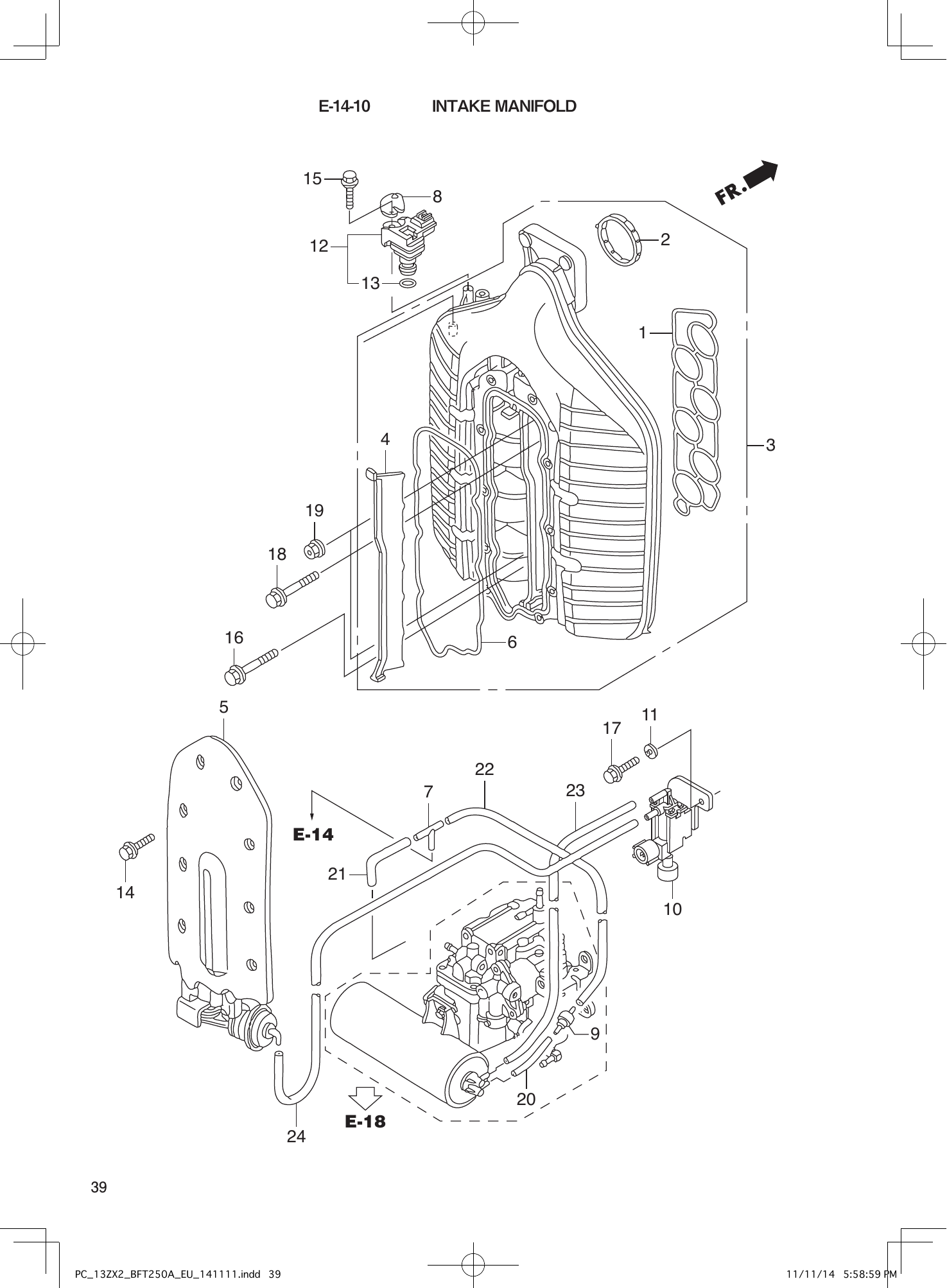 Tohatsu BFT250A INTAKE MANIFOLD parts diagram
