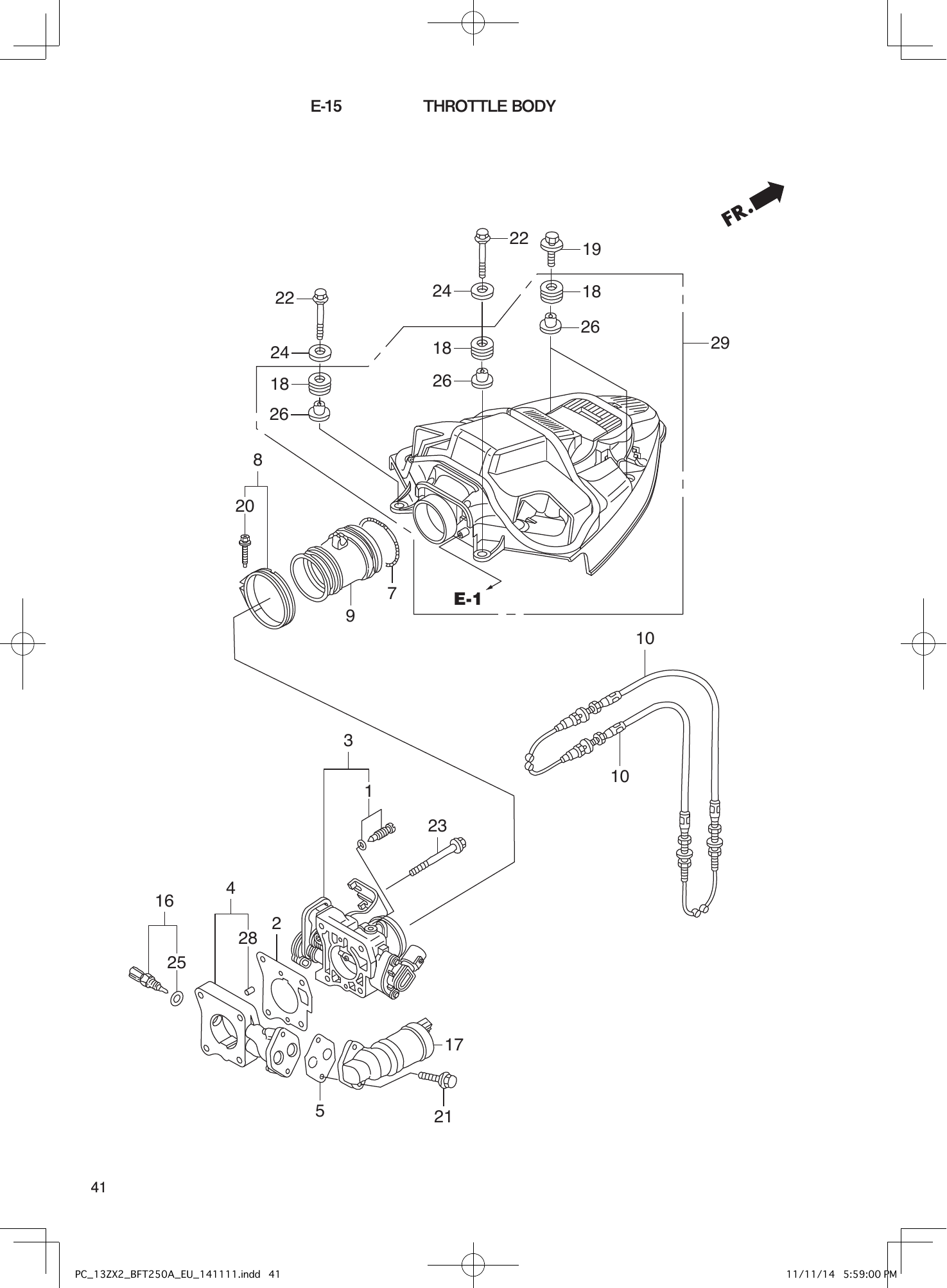 Tohatsu BFT250A THROTTLE BODY parts diagram