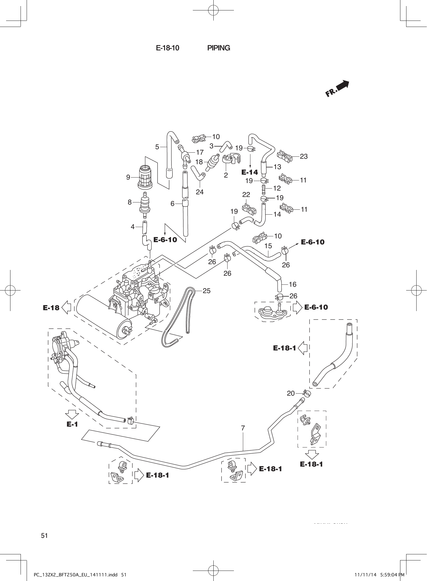 Tohatsu BFT250A PIPING parts diagram