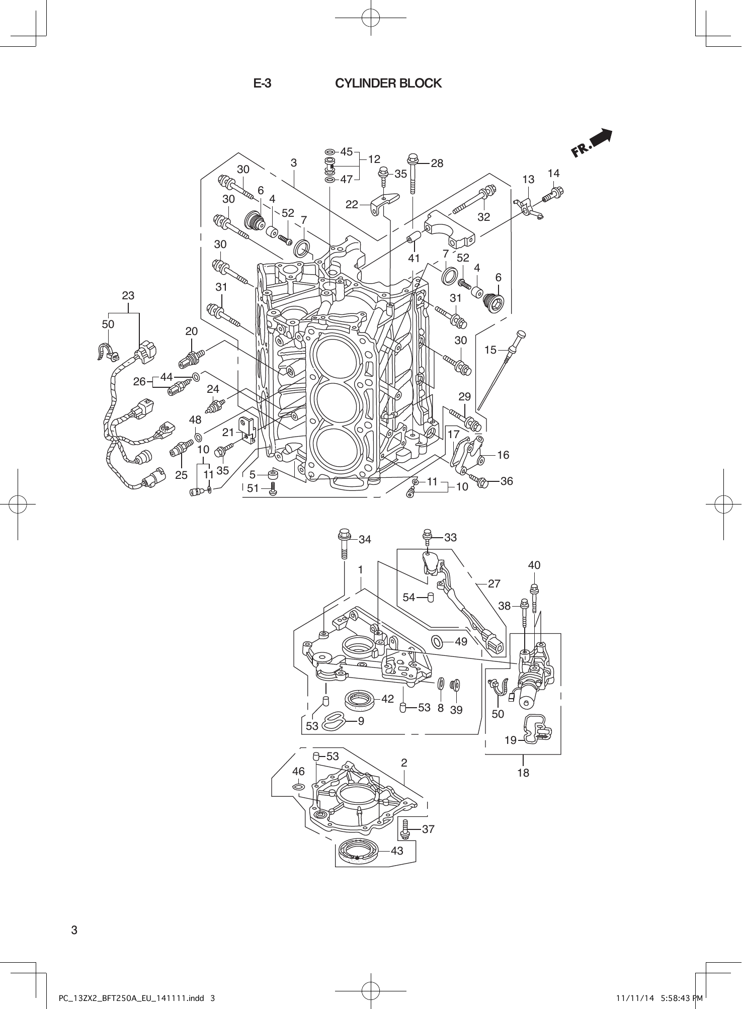Tohatsu BFT250A CYLINDER BLOCK parts diagram
