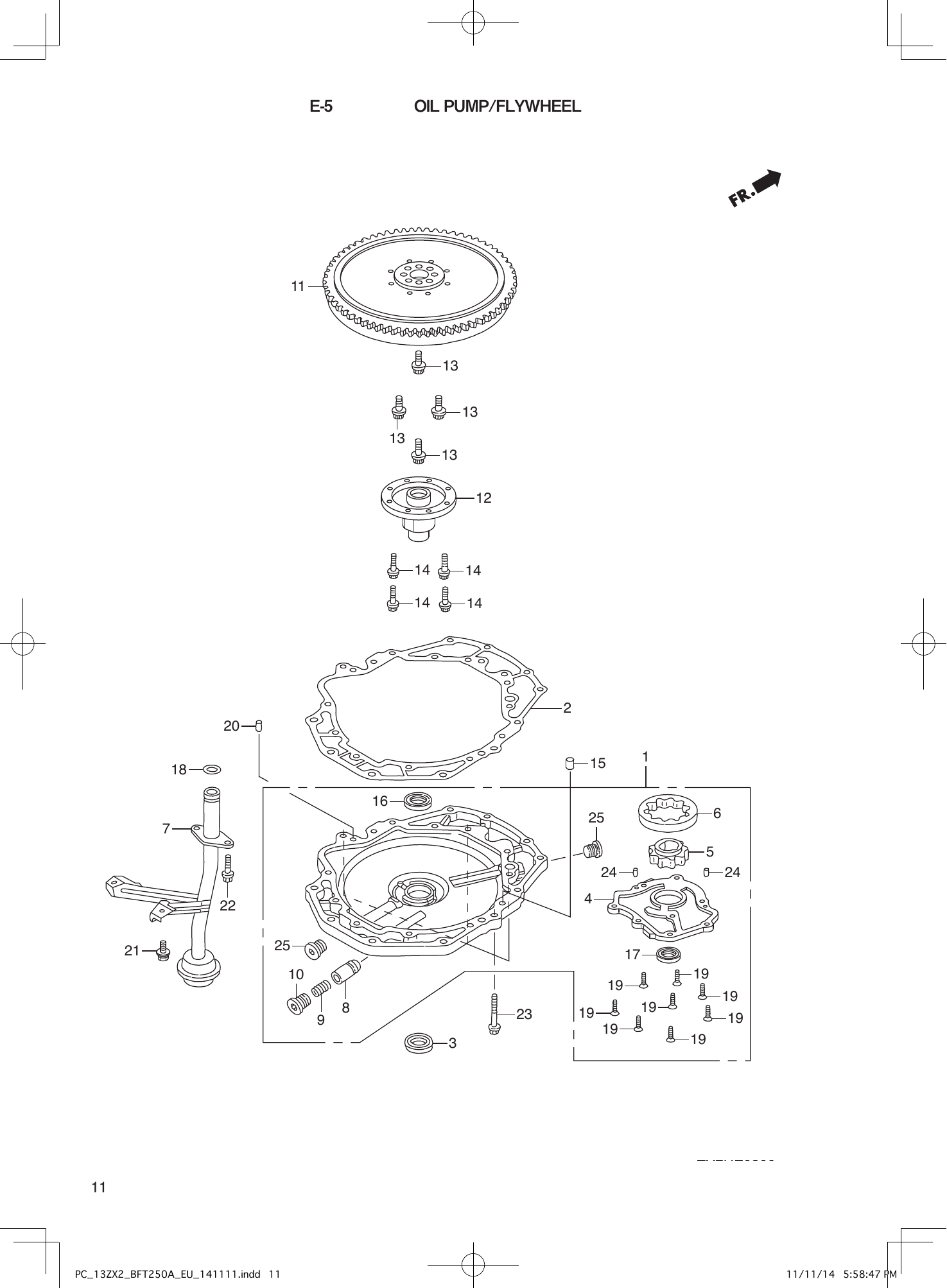Tohatsu BFT250A OIL PUMP/FLYWHEEL parts diagram