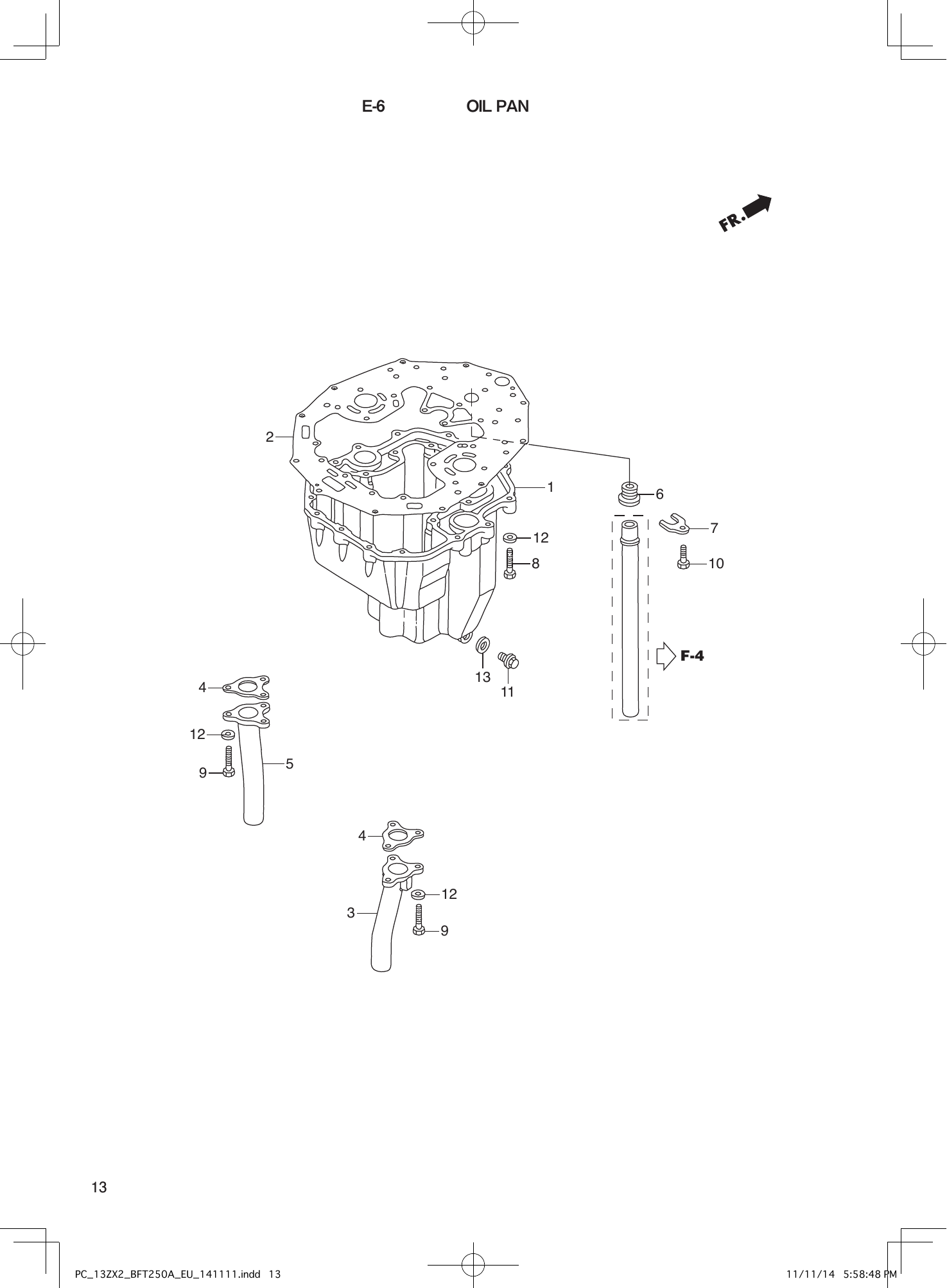 Tohatsu BFT250A OIL PAN parts diagram