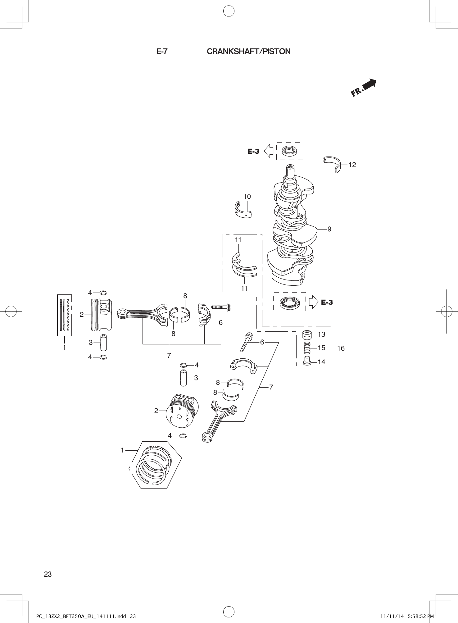 Tohatsu BFT250A CRANKSHAFT/PISTON parts diagram