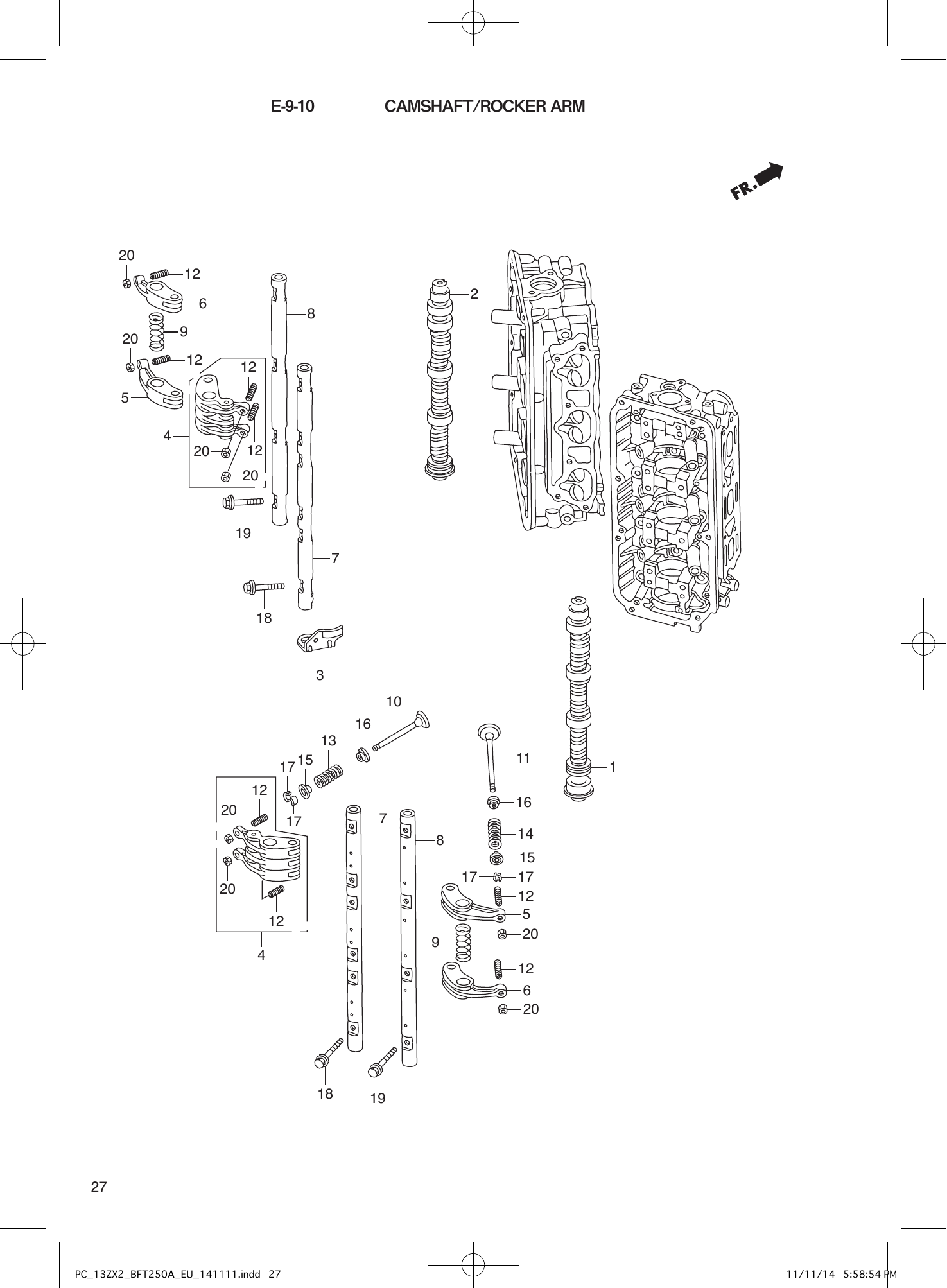 Tohatsu BFT250A CAMSHAFT/ROCKER ARM parts diagram