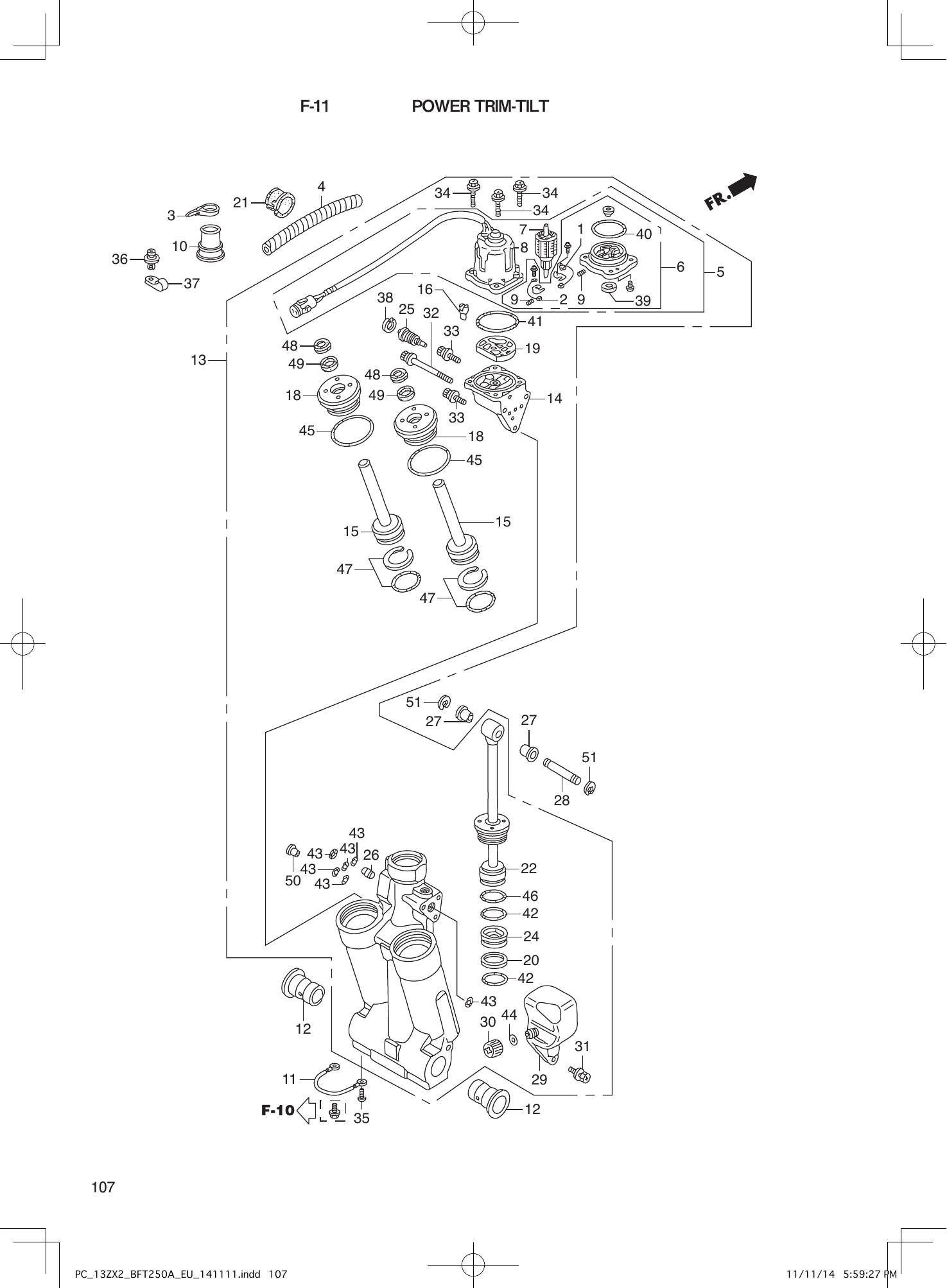 Tohatsu BFT250A POWER TRIM-TILT parts diagram