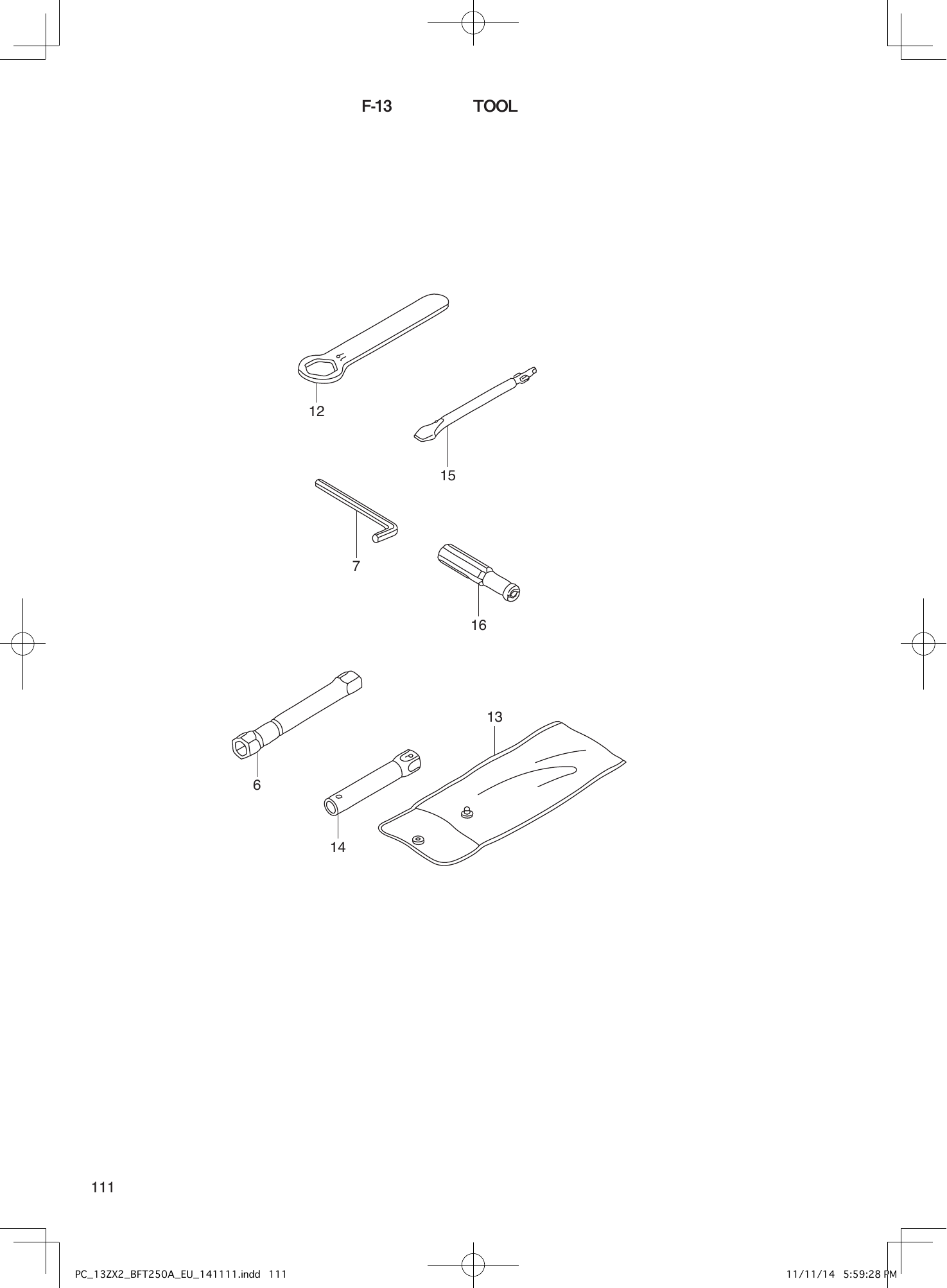 Tohatsu BFT250A TOOL parts diagram
