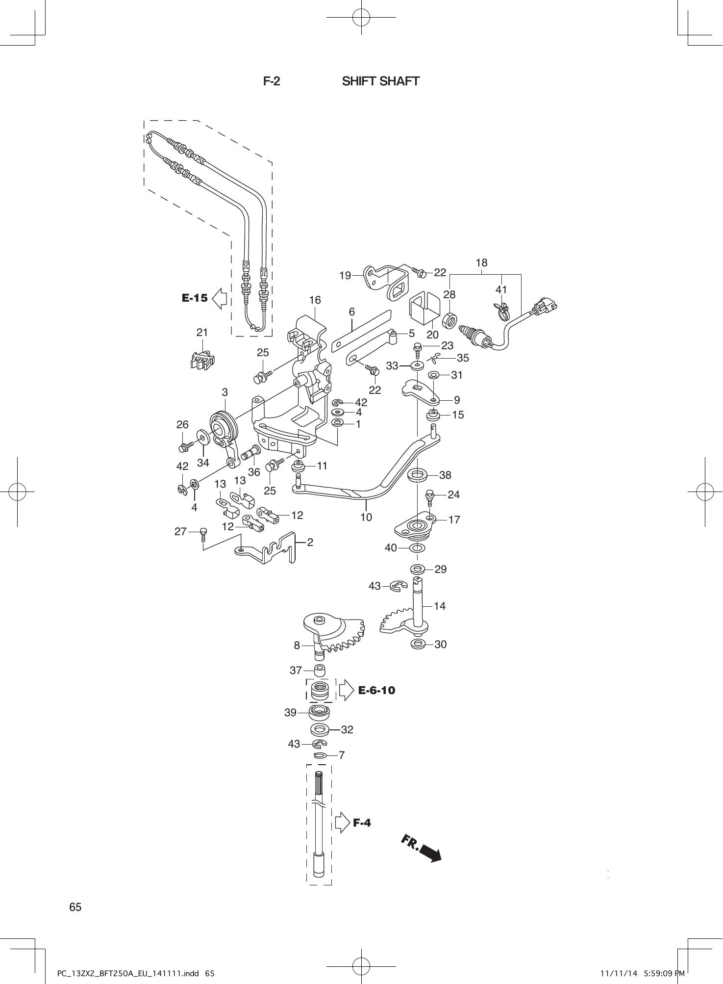 Tohatsu BFT250A SHIFT SHAFT parts diagram