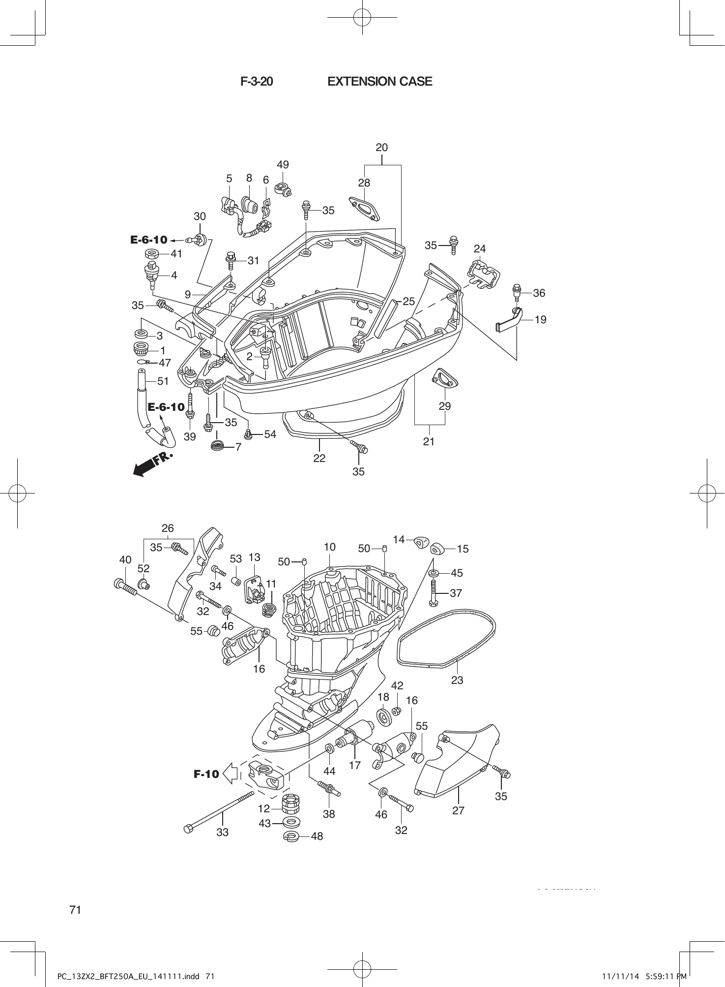 Tohatsu BFT250A EXTENSION CASE parts diagram