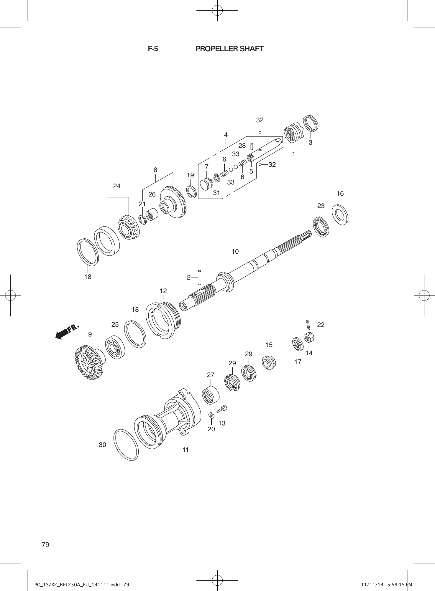 Tohatsu BFT250A PROPELLER SHAFT parts diagram
