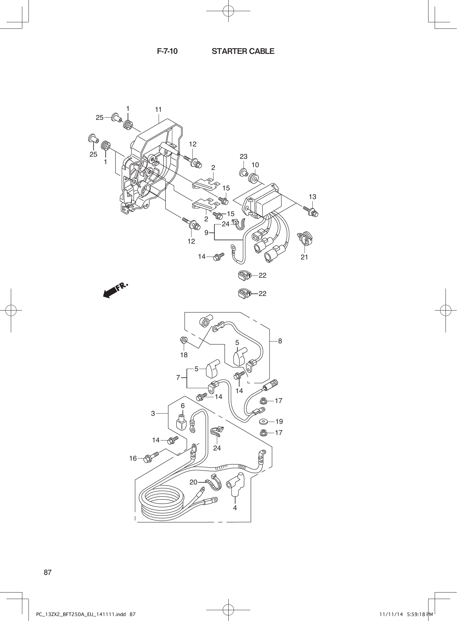 Tohatsu BFT250A STARTER CABLE parts diagram
