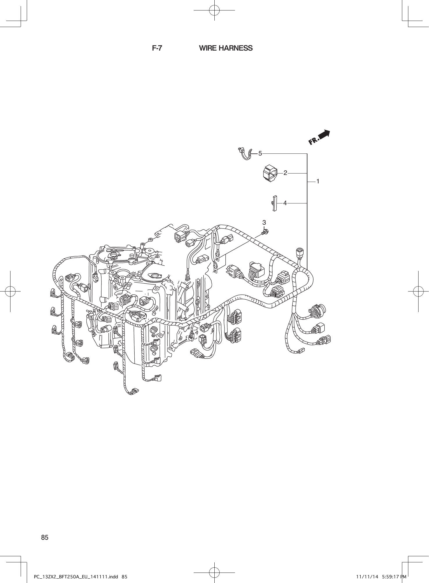 Tohatsu BFT250A WIRE HARNESS parts diagram
