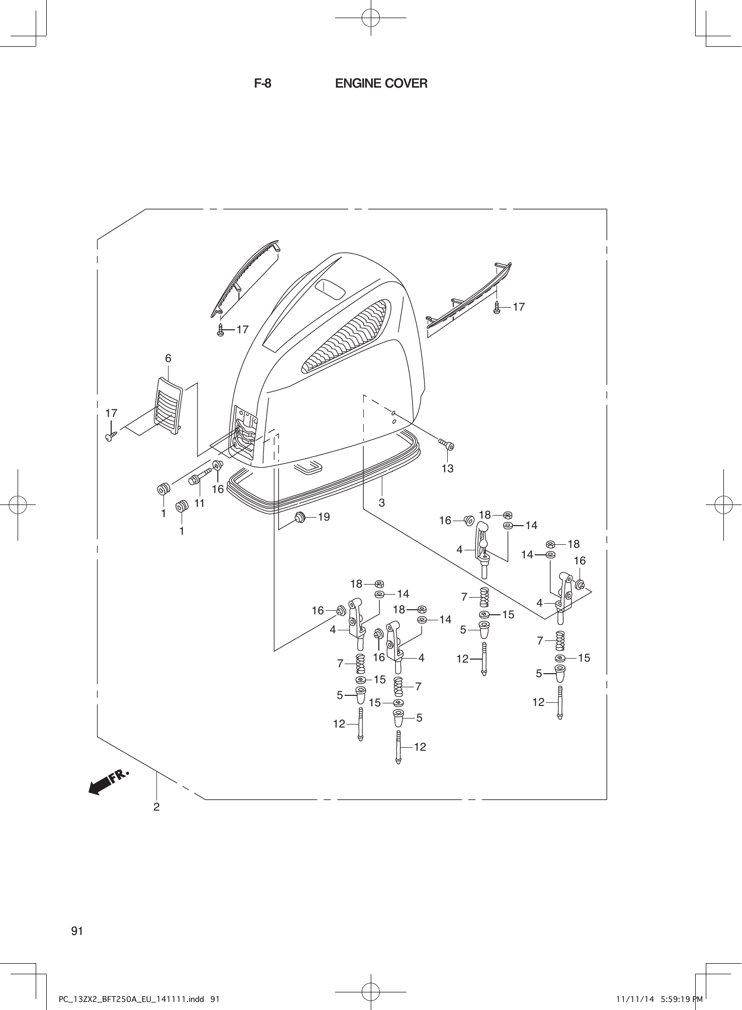 Tohatsu BFT250A ENGINE COVER parts diagram