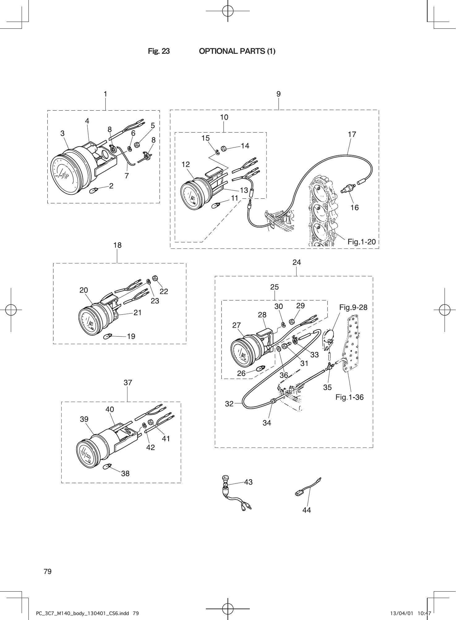 Tohatsu M115A2, M120A2, M140A2 OPTIONAL PARTS (1) parts diagram