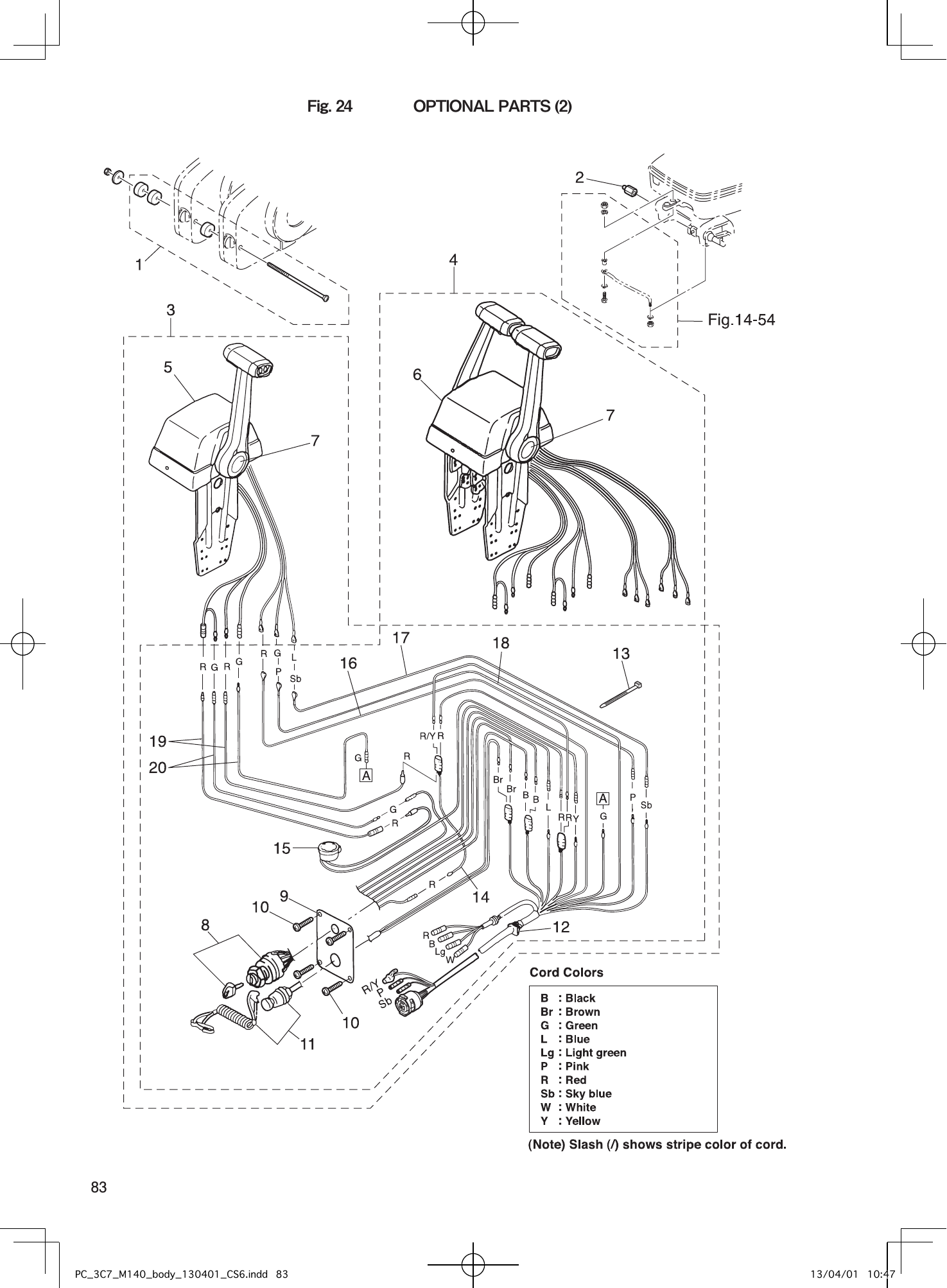 Tohatsu M115A2, M120A2, M140A2 OPTIONAL PARTS (2) parts diagram