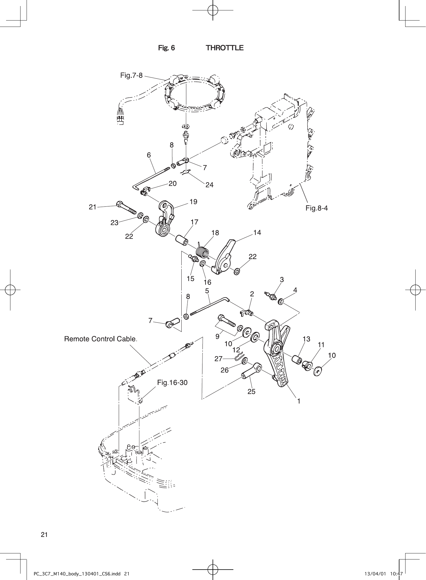 Tohatsu M115A2, M120A2, M140A2 THROTTLE parts diagram