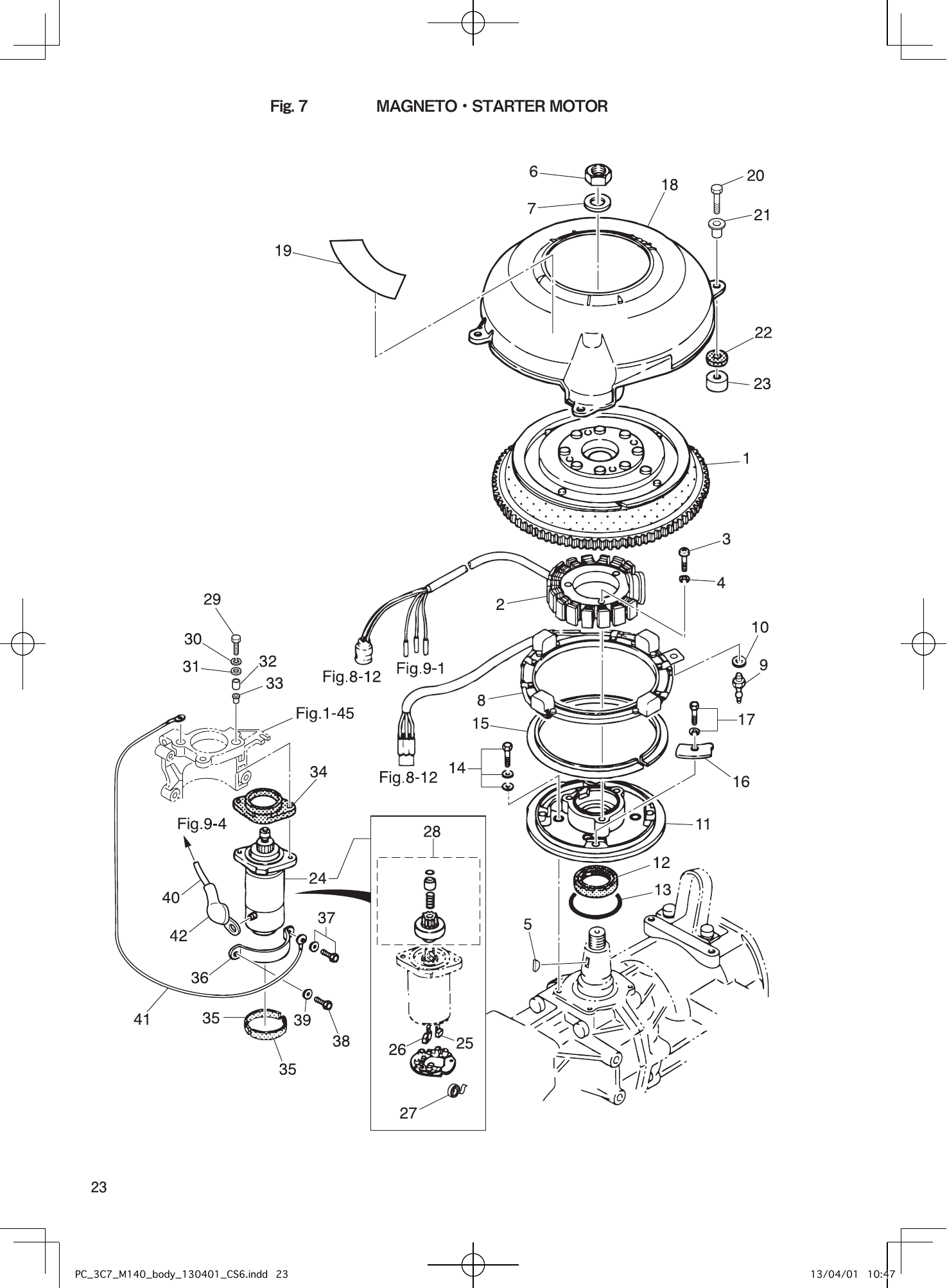 Tohatsu M115A2, M120A2, M140A2 MAGNETO・STARTER MOTOR parts diagram