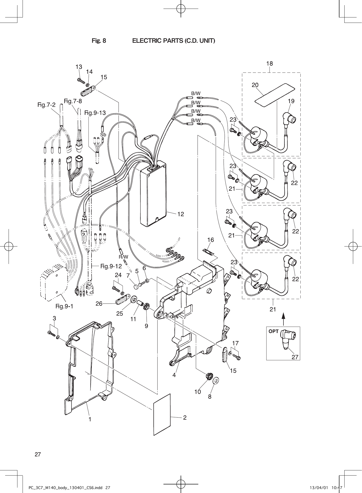 Tohatsu M115A2, M120A2, M140A2 ELECTRIC PARTS (C.D. UNIT) parts diagram