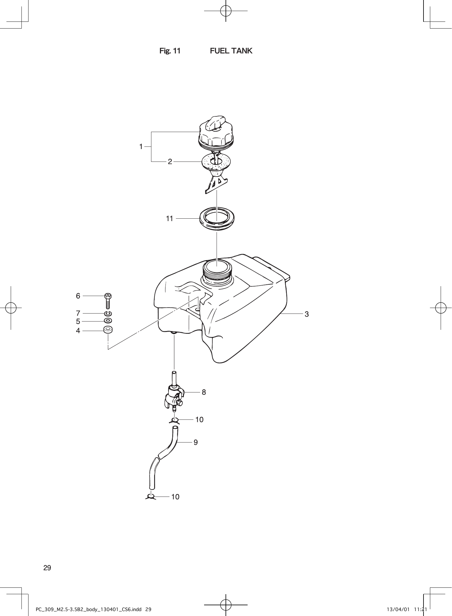 Tohatsu M2.5A2, M3.5B2, M3.5A2 FUEL TANK parts diagram