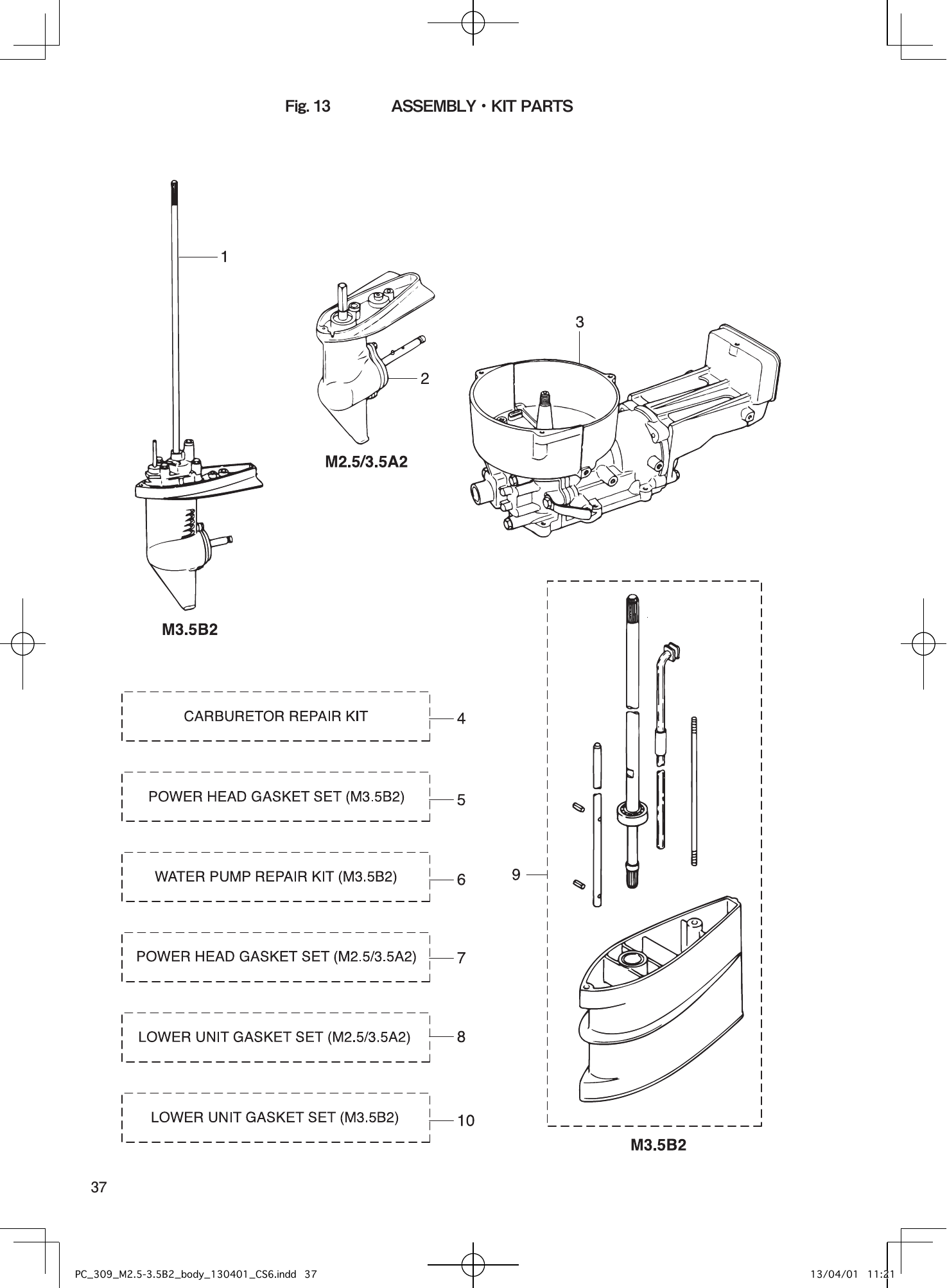 Tohatsu M2.5A2, M3.5B2, M3.5A2 ASSEMBLY・KIT PARTS parts diagram