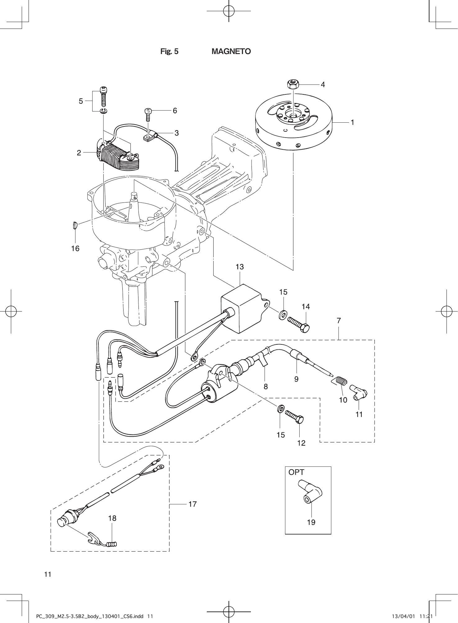 Tohatsu M2.5A2, M3.5B2, M3.5A2 MAGNETO parts diagram