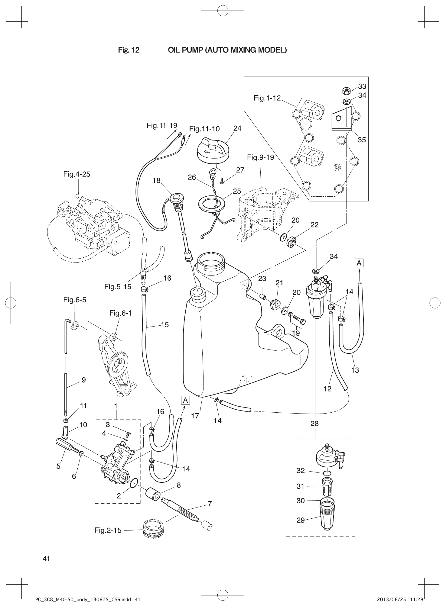 Tohatsu M40D2 OIL PUMP (AUTO MIXING MODEL) parts diagram