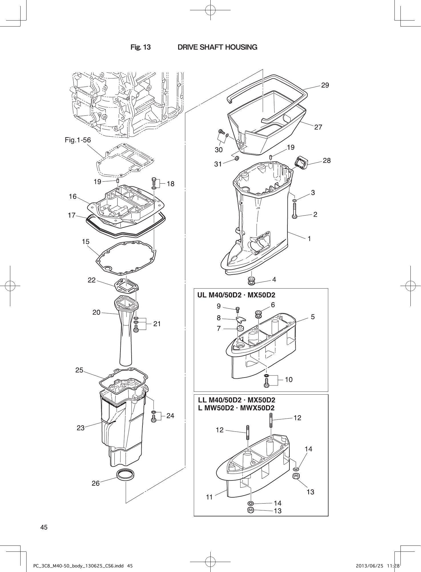 Tohatsu M40D2 DRIVE SHAFT HOUSING parts diagram