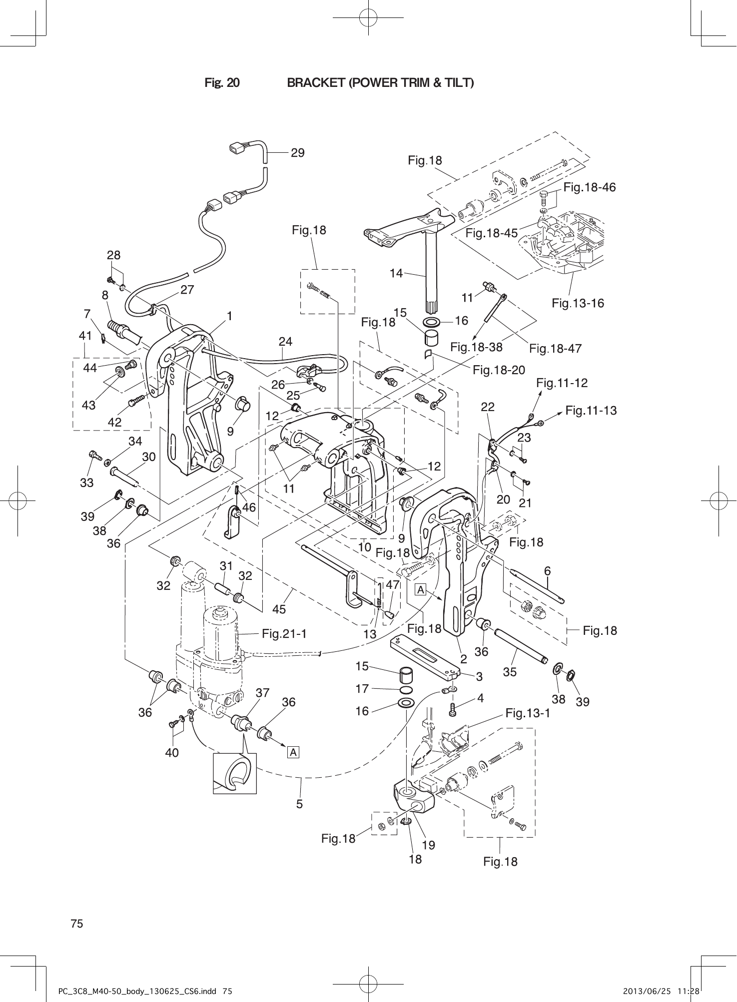Tohatsu M40D2 BRACKET (POWER TRIM & TILT) parts diagram
