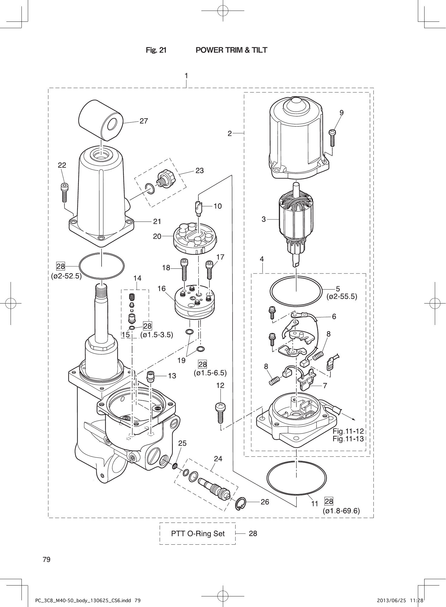 Tohatsu M40D2 POWER TRIM & TILT parts diagram