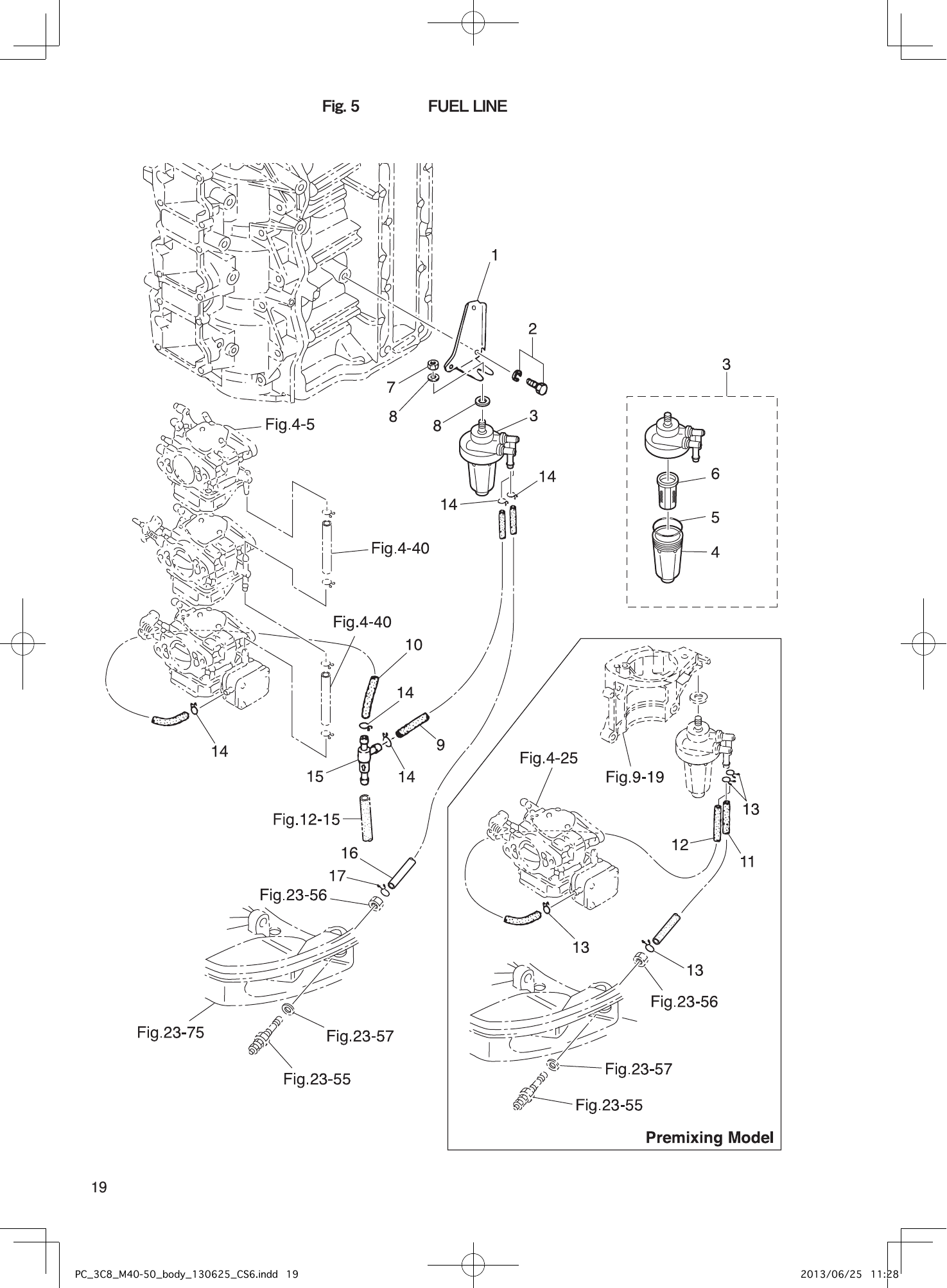 Tohatsu M40D2 FUEL LINE parts diagram