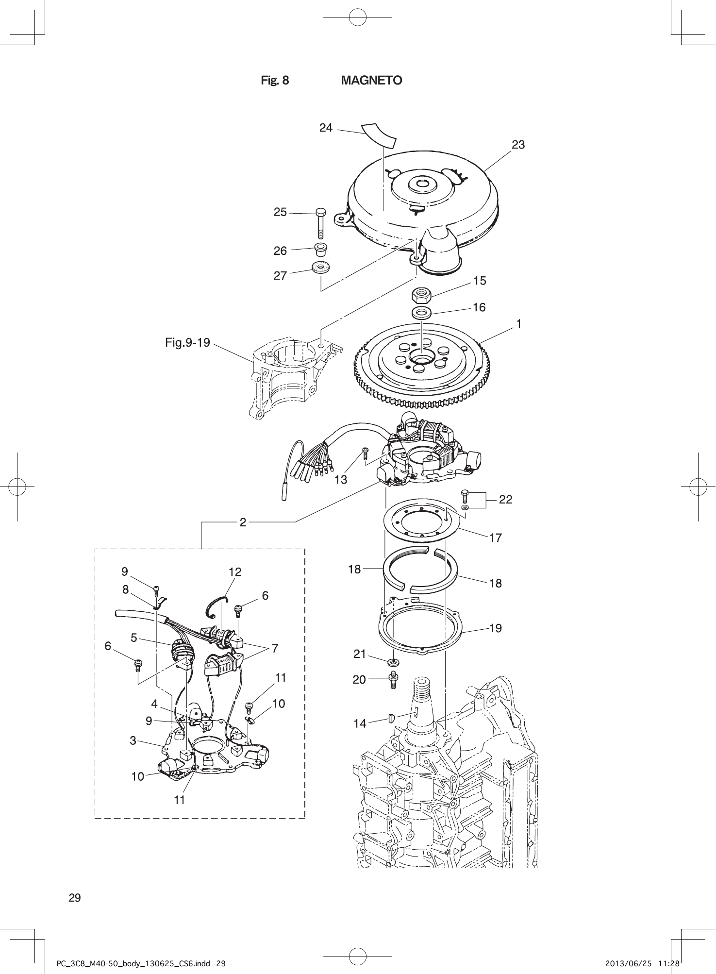 Tohatsu M40D2 MAGNETO parts diagram
